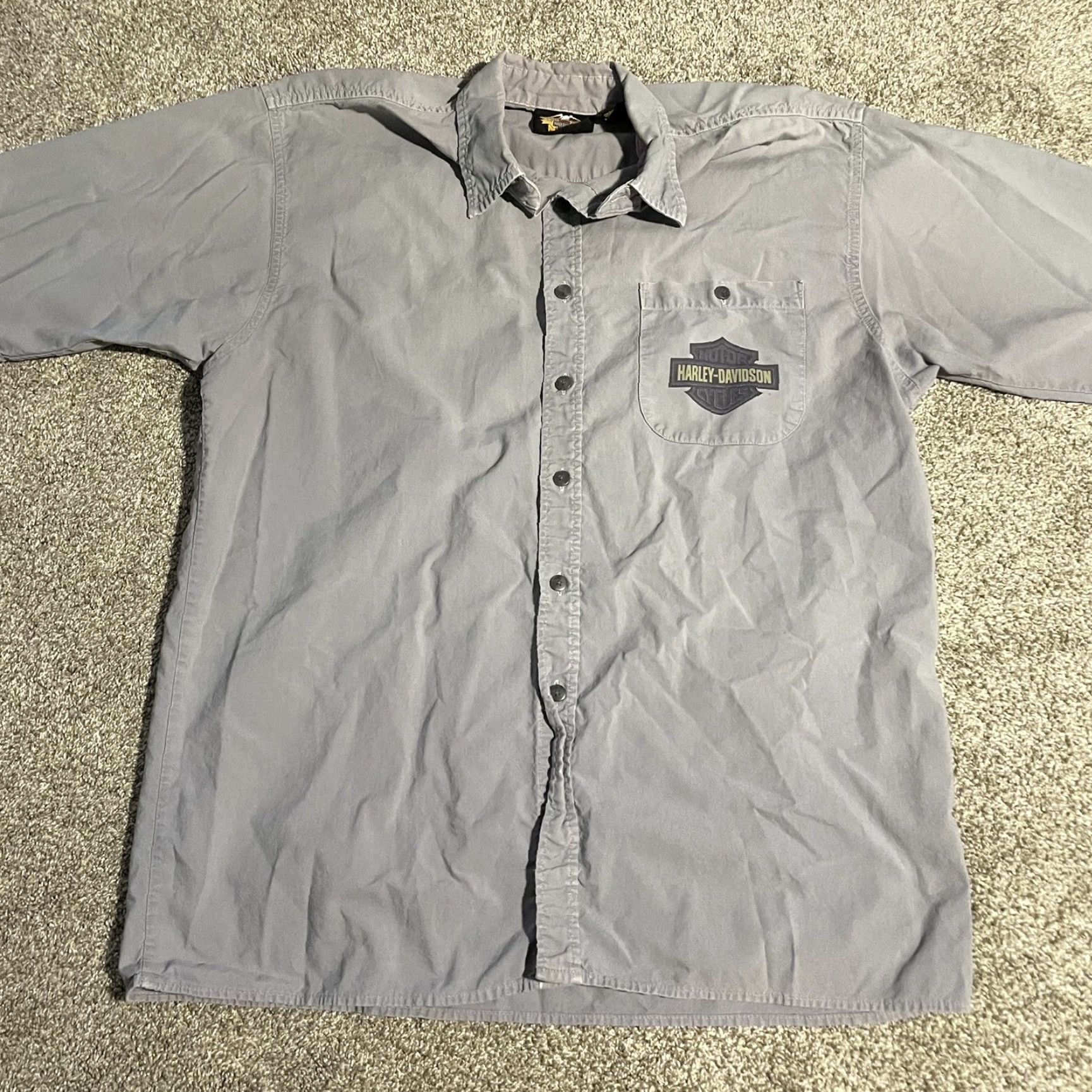 Harley Davidson Harley-Davidson Button-Down Shirt Mens M Gray 100% Cotton Short Sleeve Shirt Size US M / EU 48-50 / 2 - 2 Thumbnail