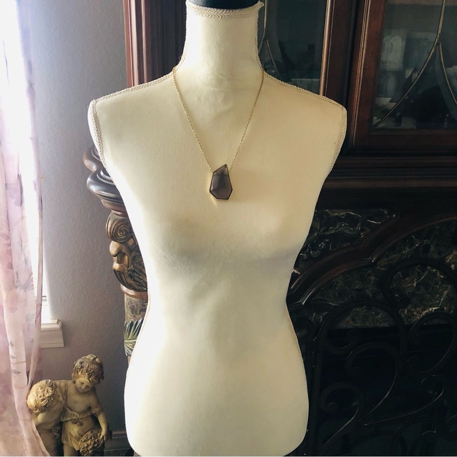Jewelry Geometric faceted smoky topaz lucite necklace Size ONE SIZE - 9 Thumbnail