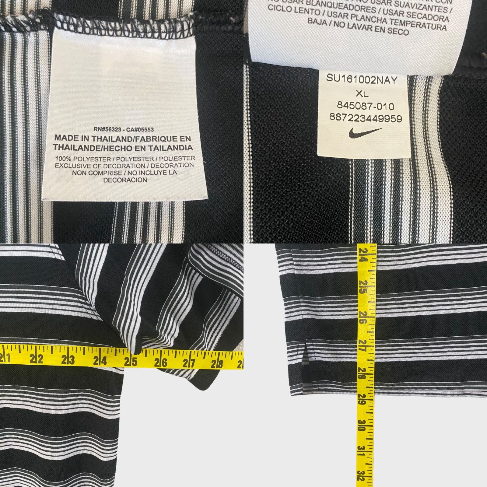 Nike Nike Golf Tech Vent Polo Shirt Mens XL Black White Stripe Standard Fit Shirt Size US XL / EU 56 / 4 - 8 Thumbnail