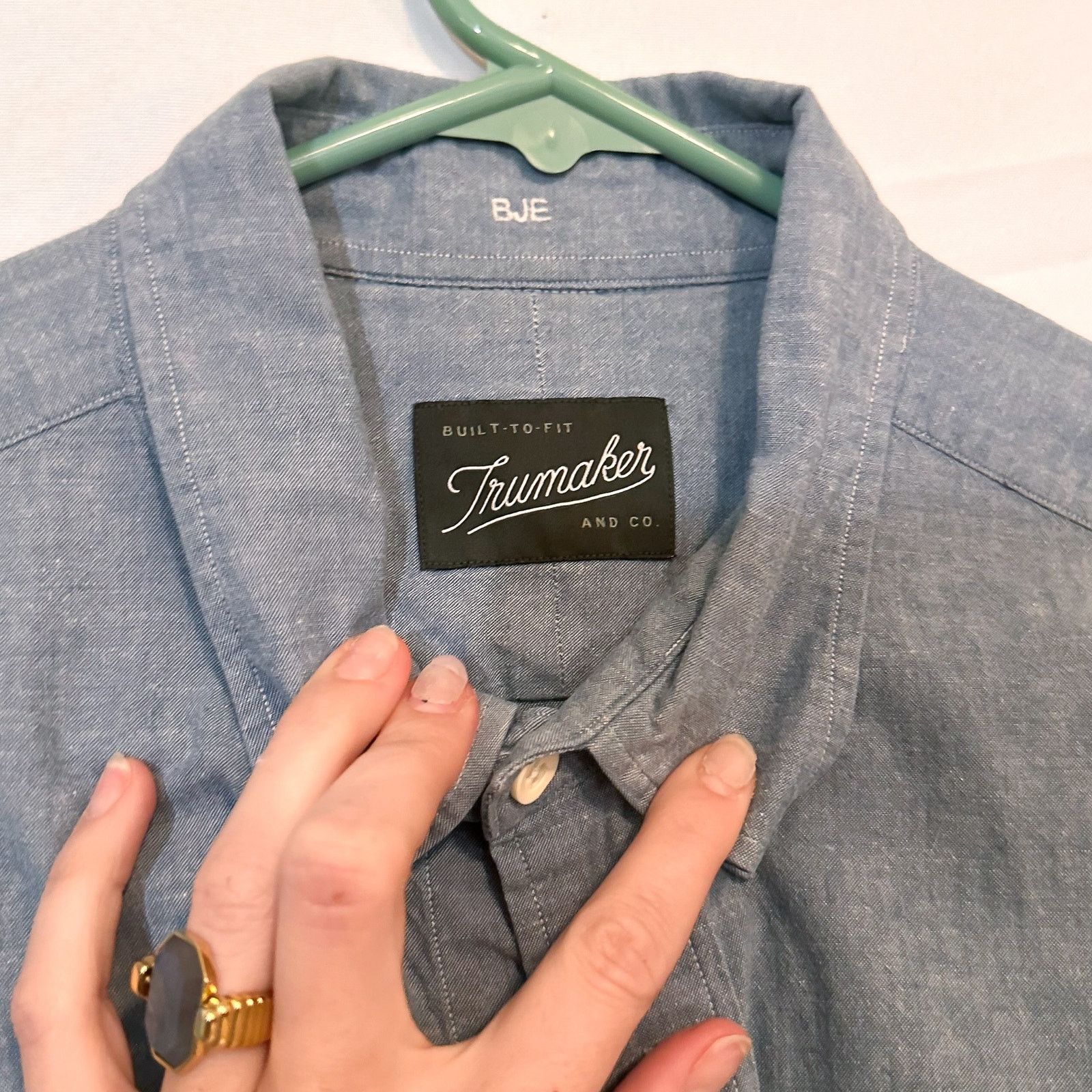 Trumaker TRUMAKER Cotton Light Blue Chambray Long Sleeve Button Down Size US L / EU 52-54 / 3 - 2 Thumbnail