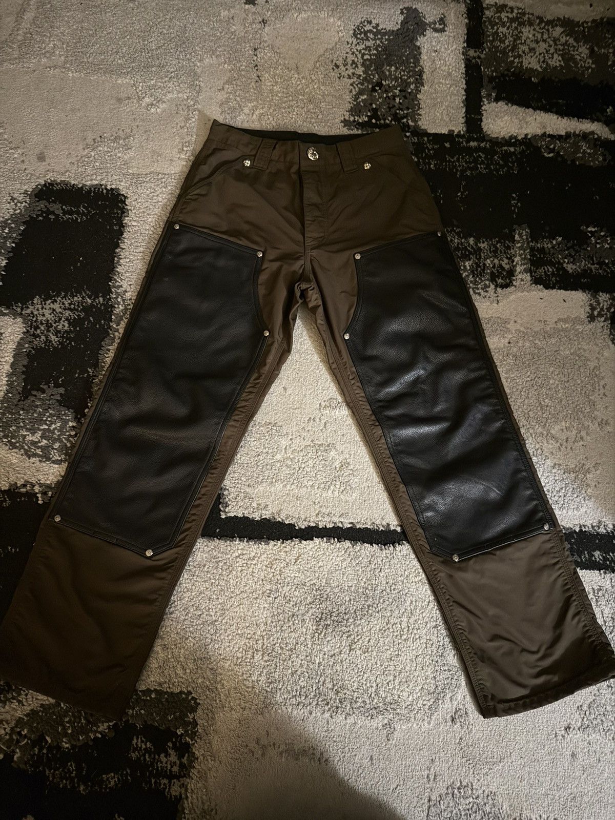 Chrome Hearts Chrome Hearts Brown Leather Double Knee Carpenter Pants Size US 29 - 2 Thumbnail