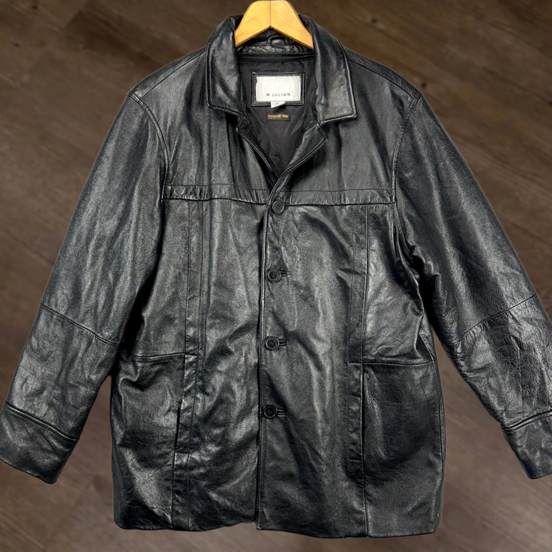 Vintage VINTAGE? No. Wilsons Leather M. Julian Moto Jacket Adult Large Black Thinsulate Button Up Men Size US L / EU 52-54 / 3 - 1 Thumbnail