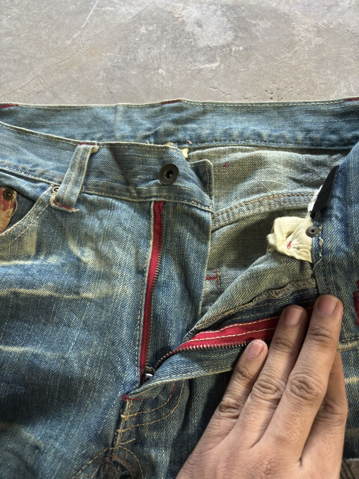 Hysteric Glamour × If Six Was Nine × Japanese Brand GUMU distressed japanese denim sakura sukajan sick mud wash Size US 31 - 4 Thumbnail