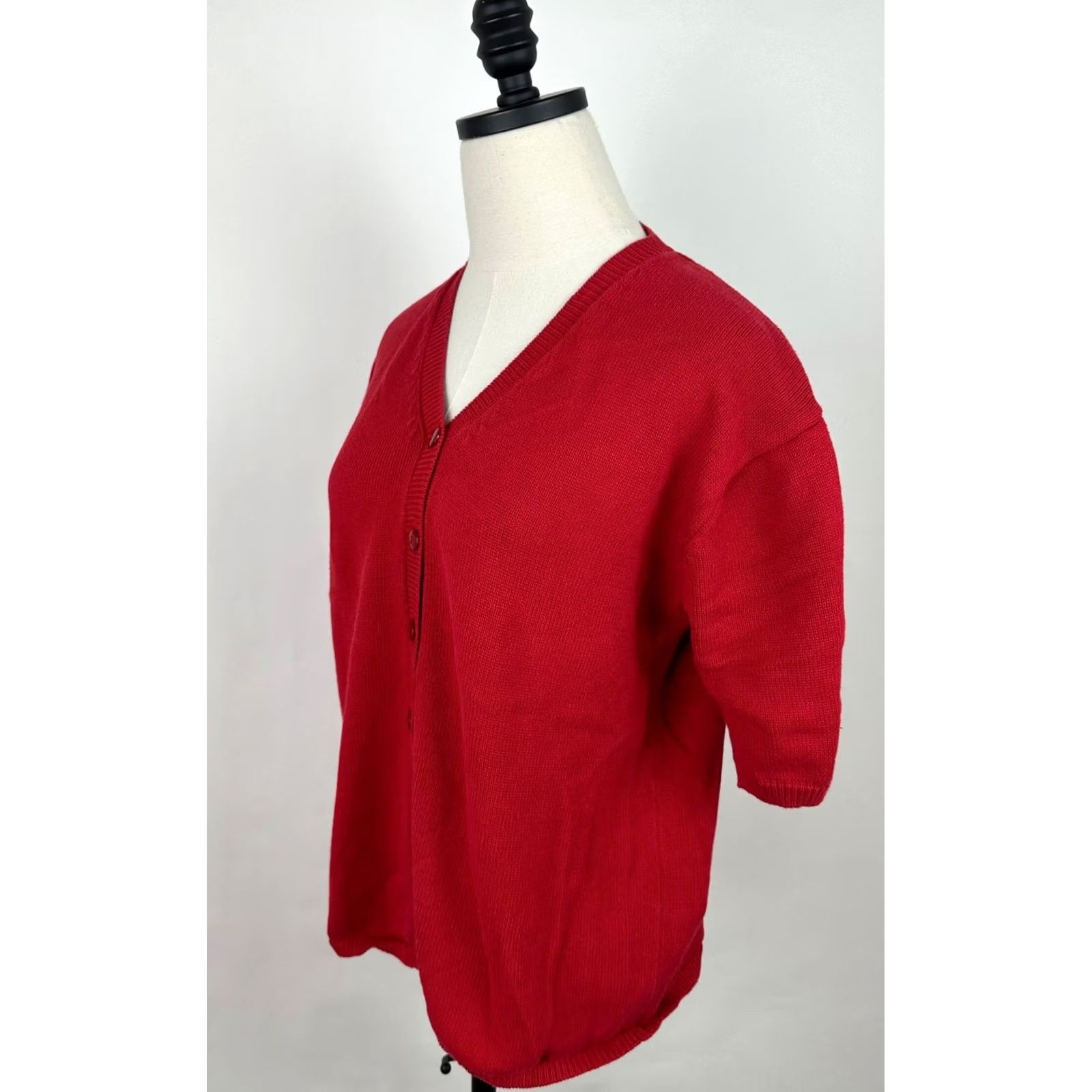 Vintage VINTAGE Lise J. Cardigan Sweater Womens Large Red Cotton Short Sleeve Navy? Size L / US 10 / IT 46 - 3 Thumbnail