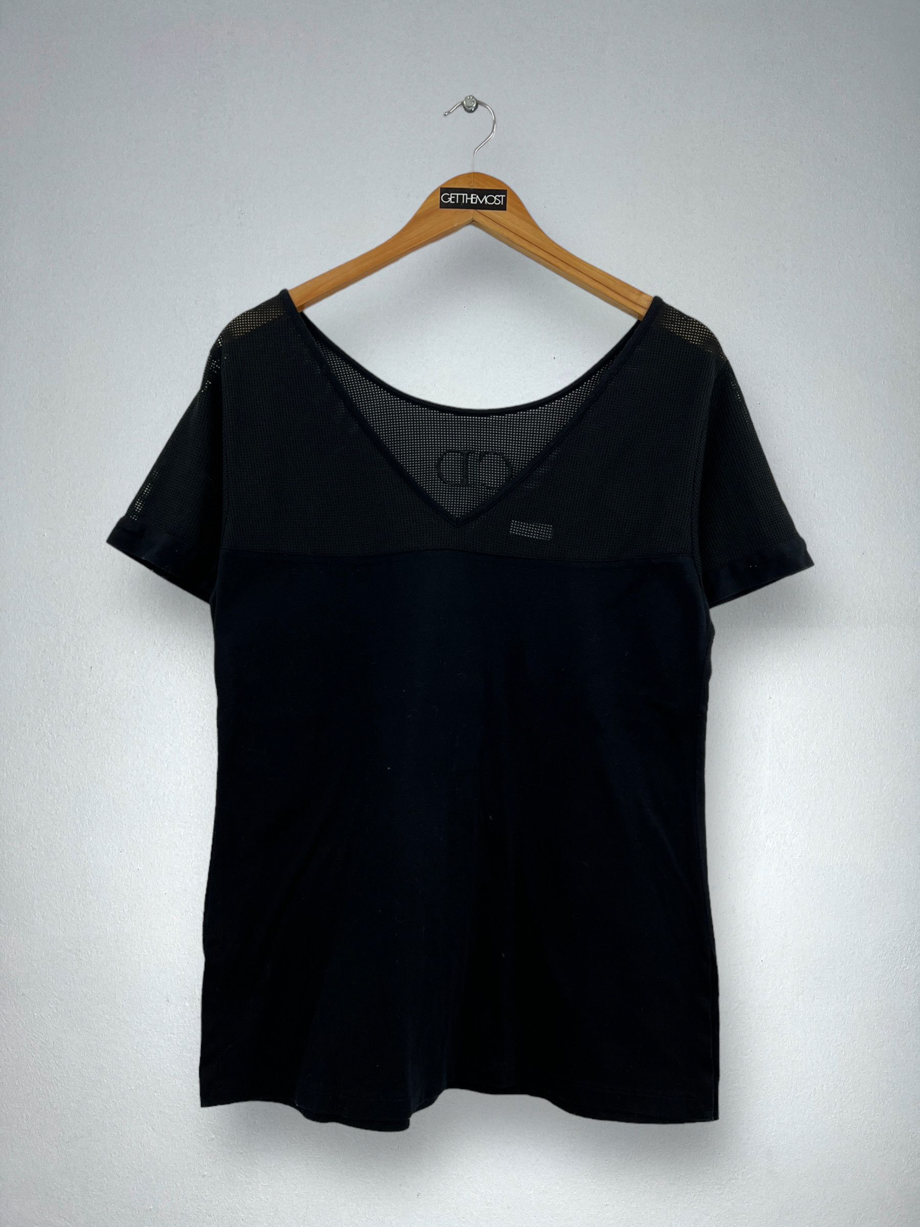 Dior Vintage Christian Dior Mesh V-Neck Blouse (L) GTMPT702 Size L / US 10 / IT 46 - 2 Thumbnail