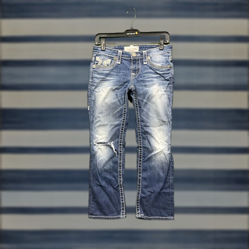 Denime BIG STAR Liv Bootcut Jeans Womens 26 Low Rise Medium Wash Denim 5-Pocket Stretch Jeans Blue 26x24 Womens Size 26" / US 2 / IT 38 - 1 Thumbnail