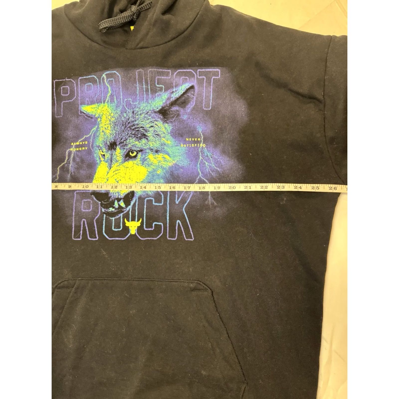 Under Armour Under Armour Project Rock Wolf Hoodie Mens XL Black Graphic Print Double Sided Size US XL / EU 56 / 4 - 5 Thumbnail