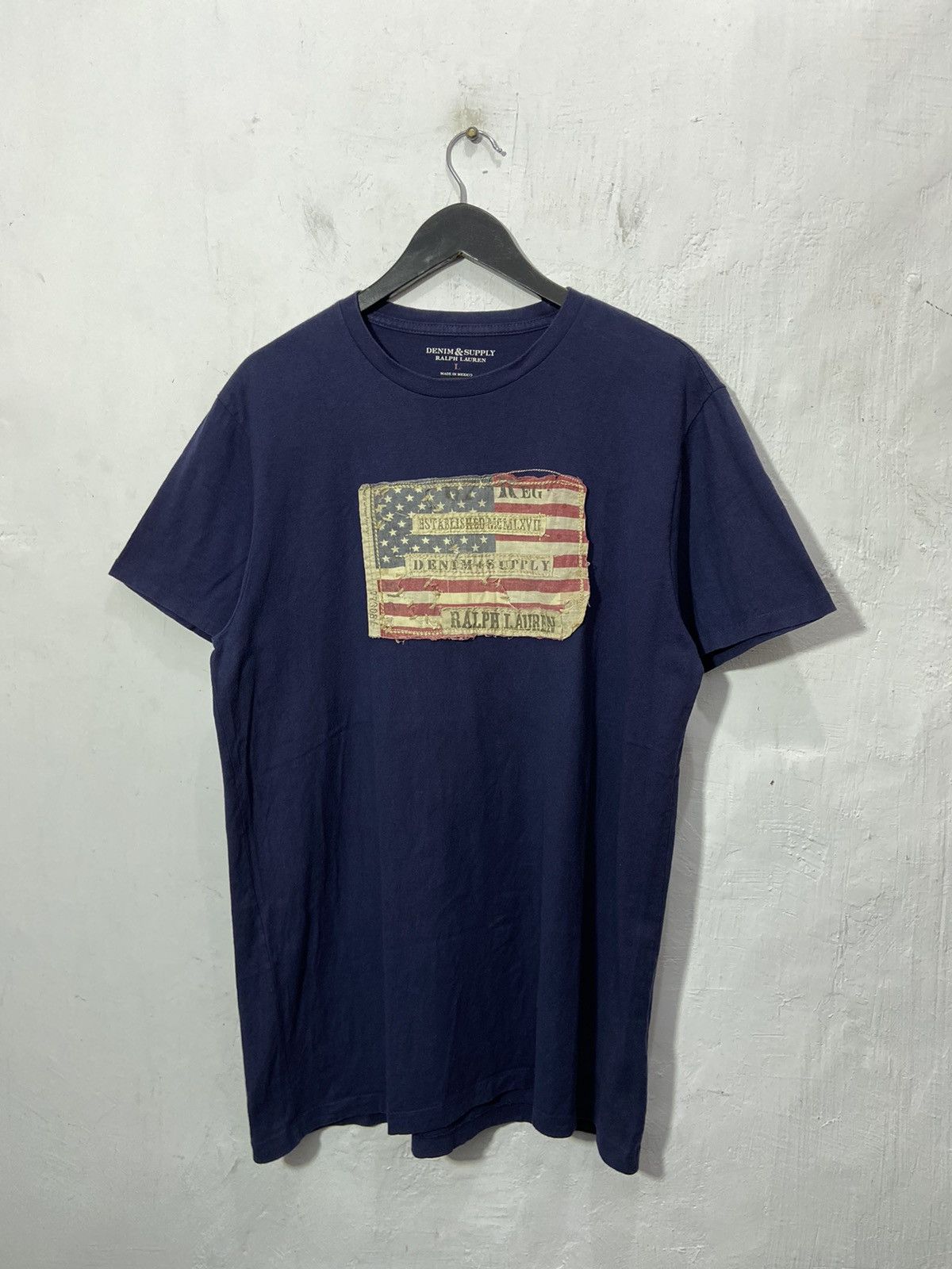 RRL Ralph Lauren Denim & Supply Ralph Lauren American Flag Tshirt Navy Size US L / EU 52-54 / 3 - 1 Thumbnail