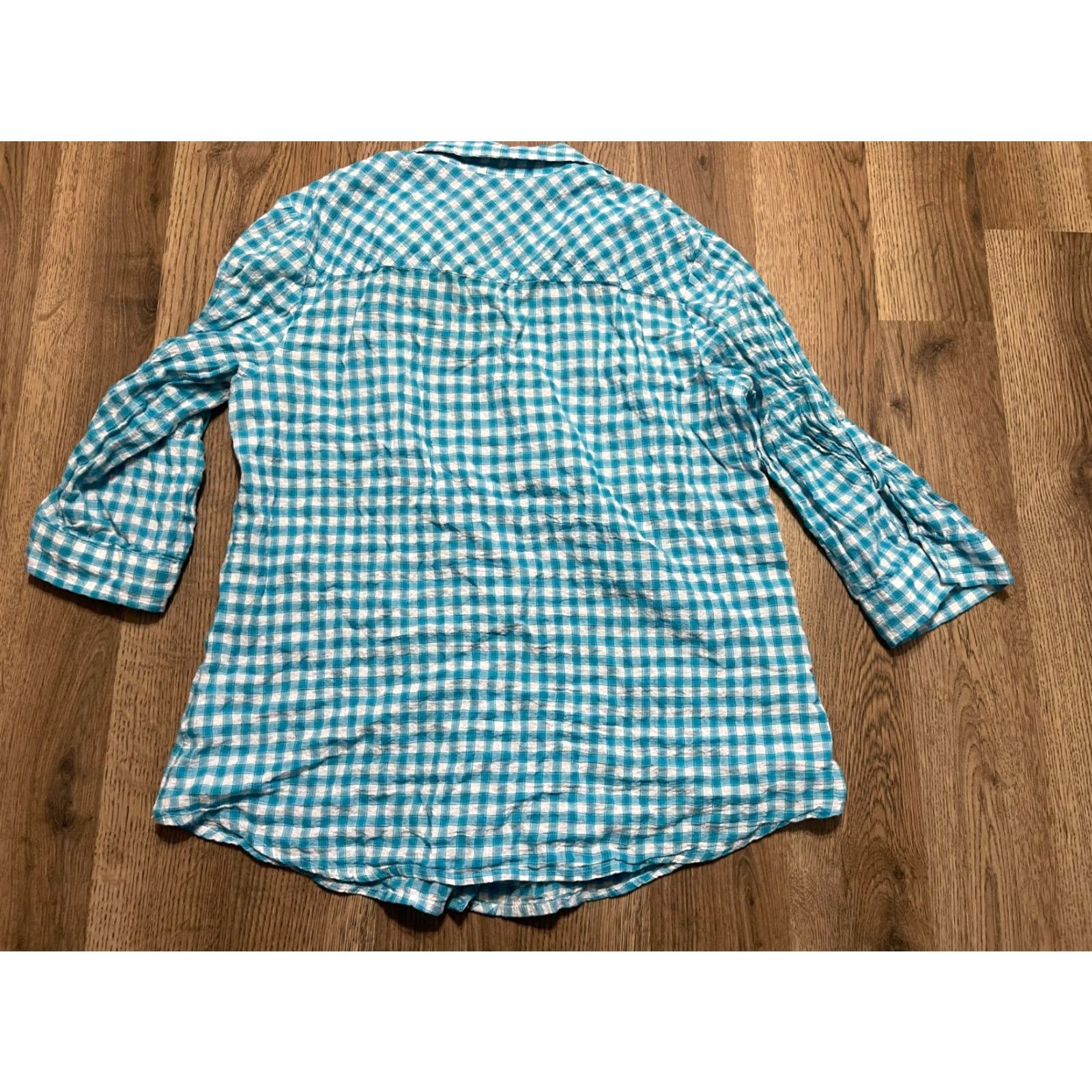 Croft & Barrow Croft & Barrow Shirt Women's Small Blue White Plaid Button Up Long Sleeve Casual Modern Mens? No, Women. Size S / US 4 / IT 40 - 2 Thumbnail