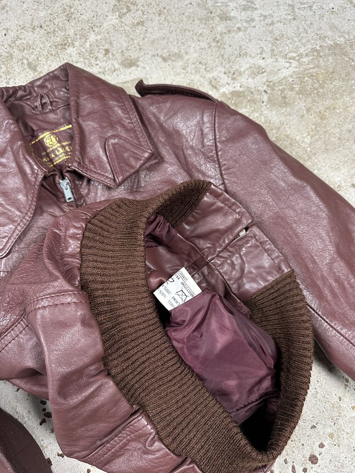 Other Vintage 90s Burgundy Genuine Leather Bomber Utility Jacket Size US XS / EU 42 / 0 - 8 Thumbnail