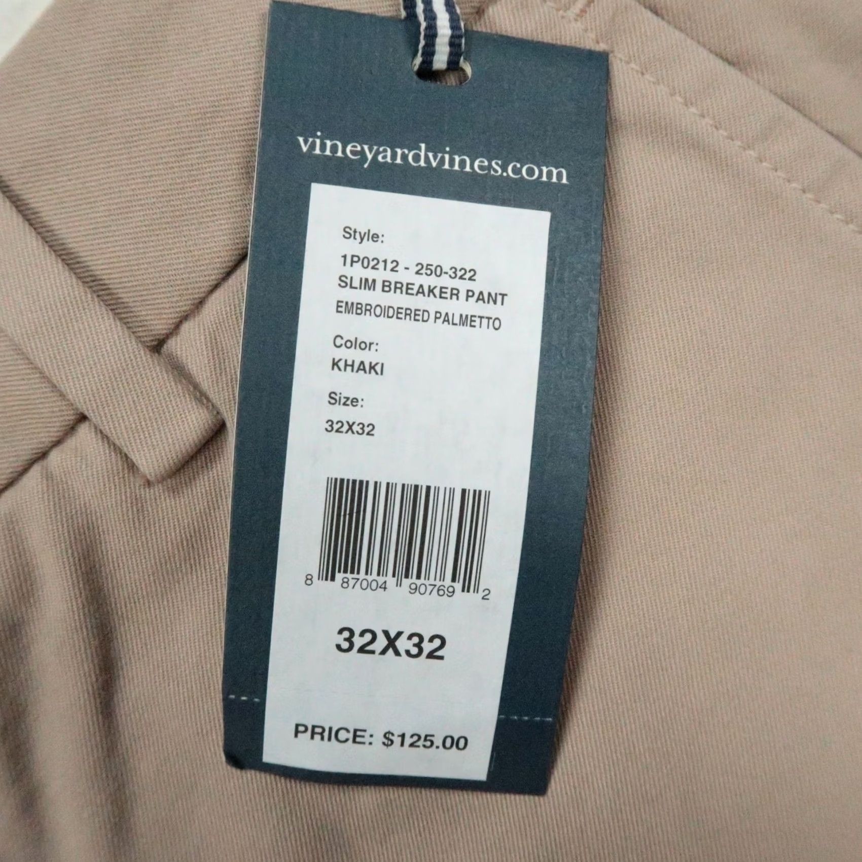 Vineyard Vines VINEYARD VINES Pants Mens 32x32 Beige Slim Chino Palmetto NWT Breaker Straight Pocket Front Zip Pant Size US 32 / EU 48 - 5 Thumbnail