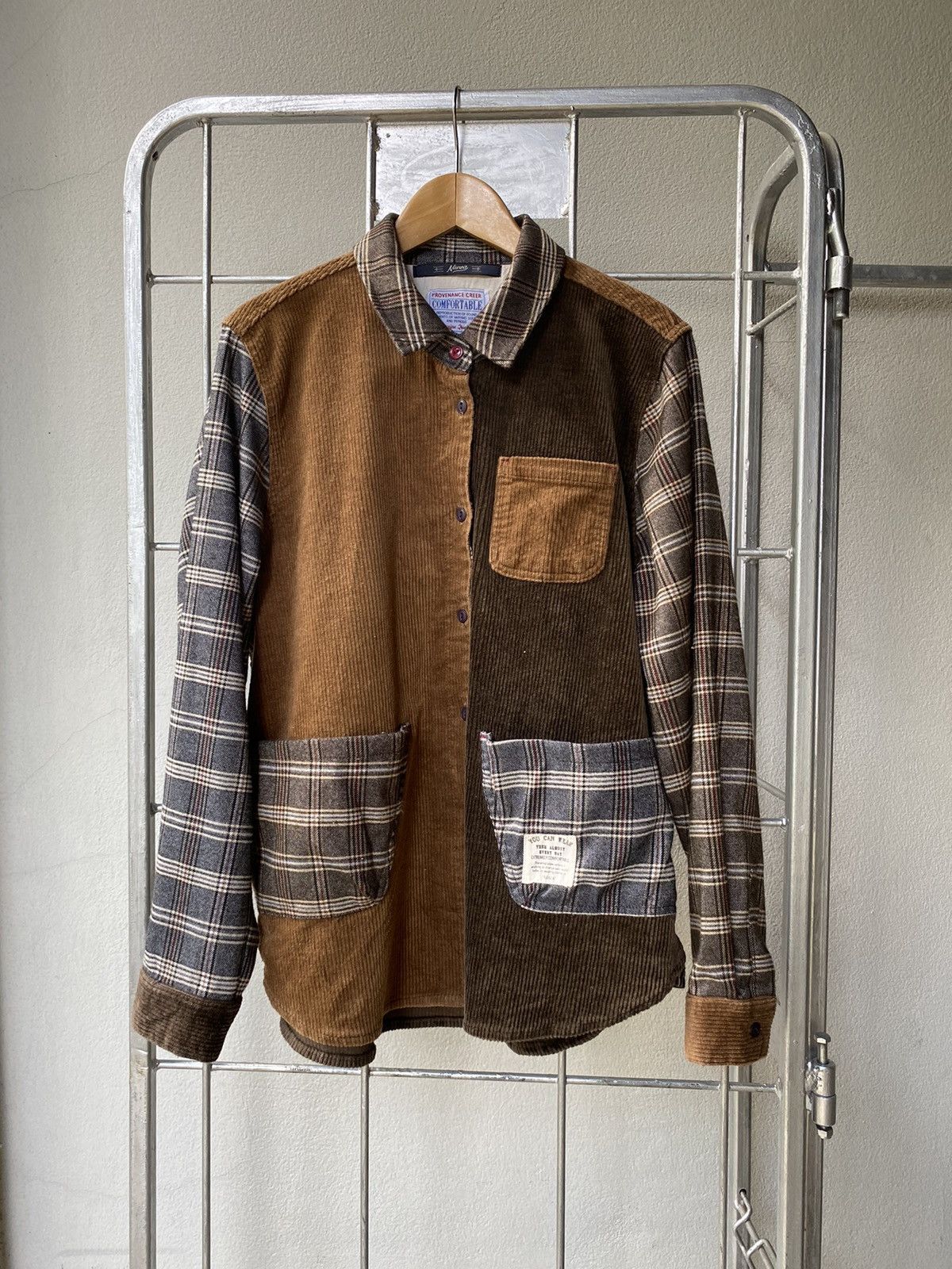 Designer × Japanese Brand Nanea Patchwork Corduroy Plaid Shirt COMFORTABLE Size M / US 6-8 / IT 42-44 - 1 Thumbnail