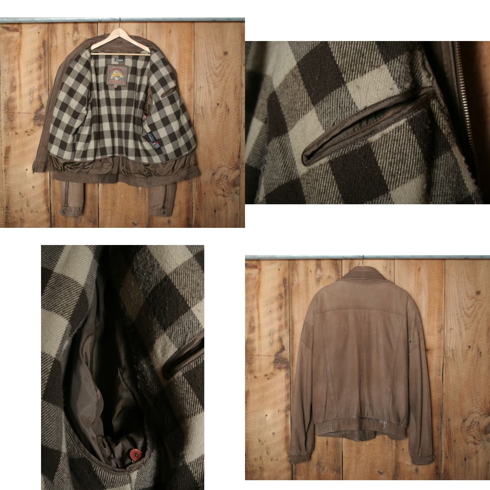 Vintage VINTAGE Adventure Bound Brown Leather Bomber Jacket Mens XLT 90s Size US XL / EU 56 / 4 - 8 Thumbnail