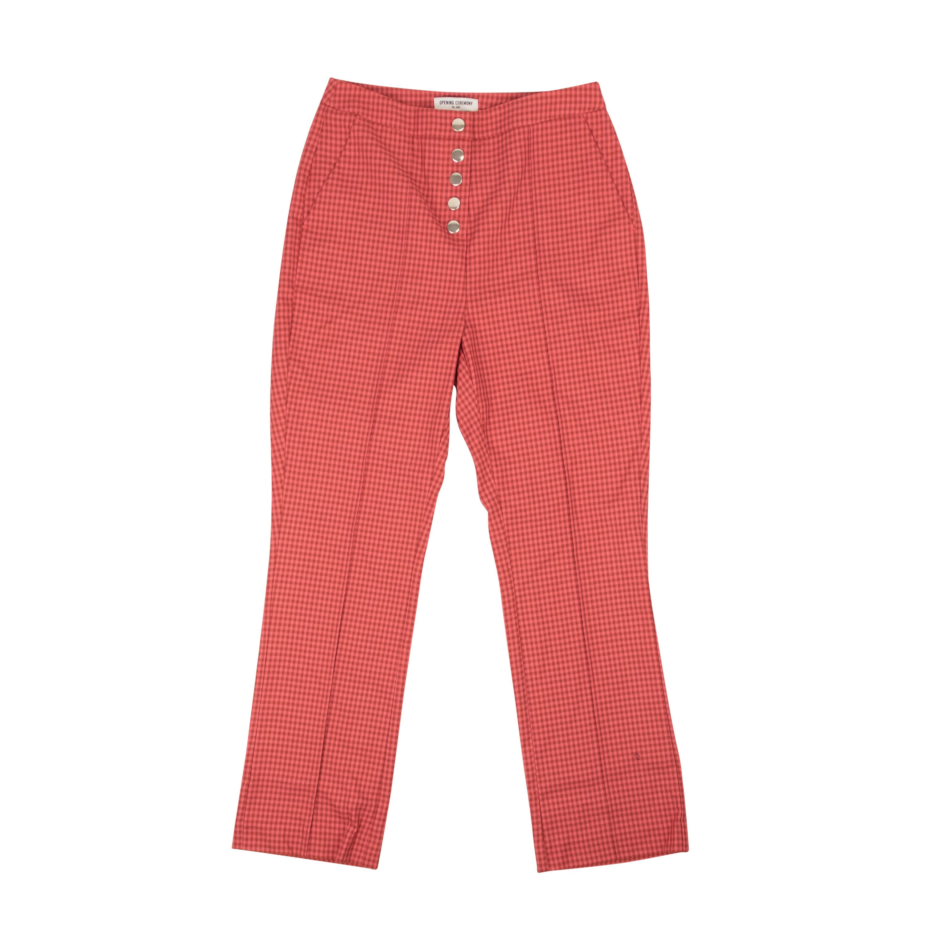 Opening Ceremony Rust Red Polyester Snap Front Gingham Pants Size 4/40 Size 27" / US 4 / IT 40 - 1 Thumbnail