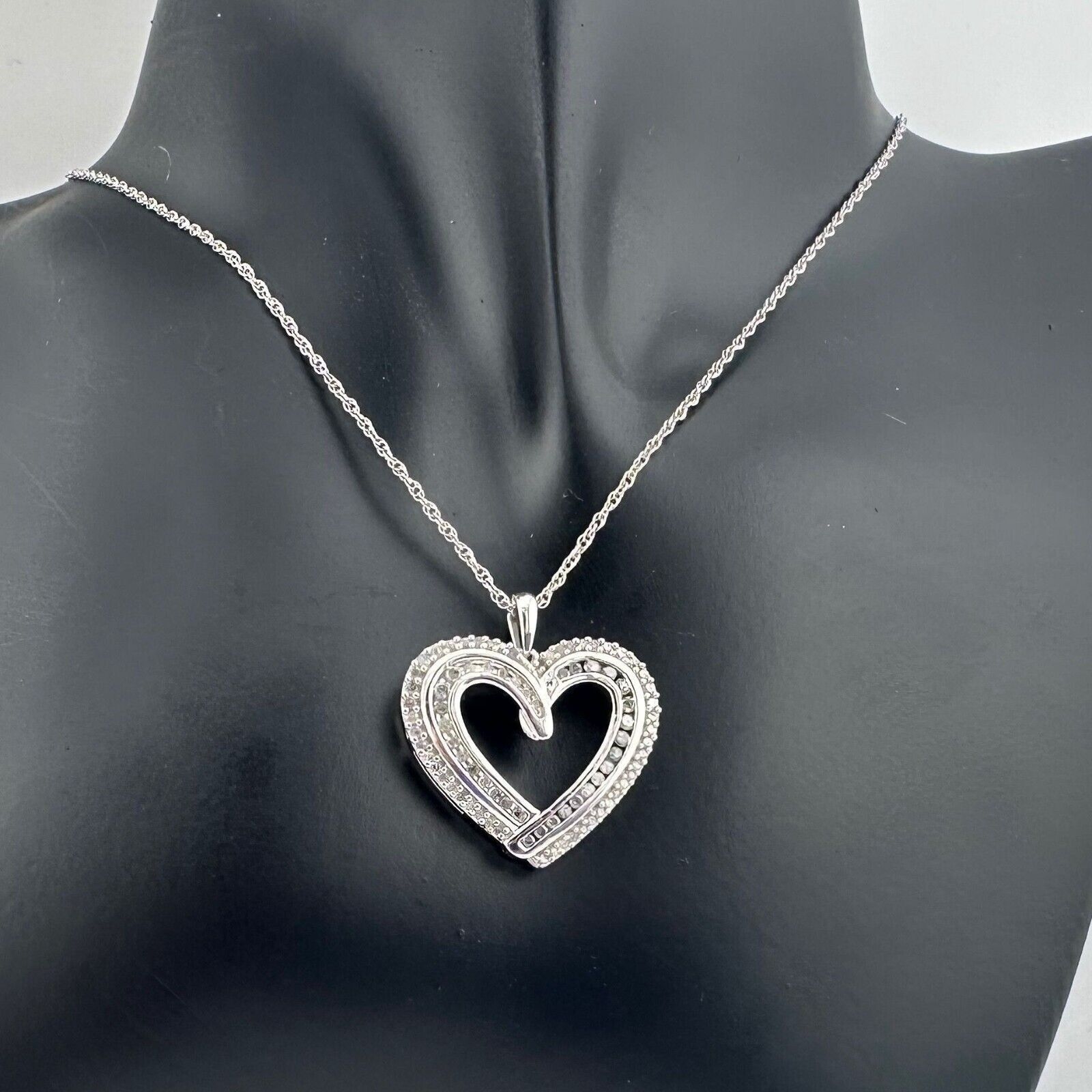Other Beautiful 1/2 Carat Natural Diamond Heart Necklace Sterling Size ONE SIZE - 3 Thumbnail
