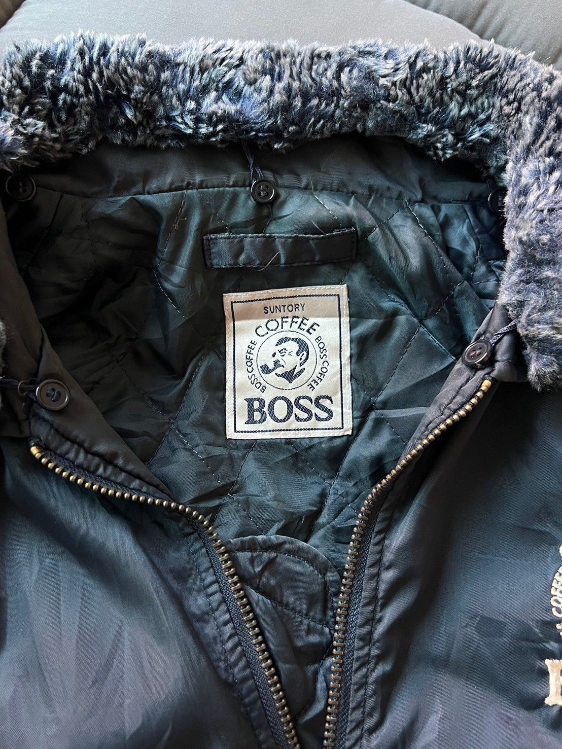 Vintage Vintage Boss Coffee Fur Bomber Flight Jacket Size US M / EU 48-50 / 2 - 6 Thumbnail