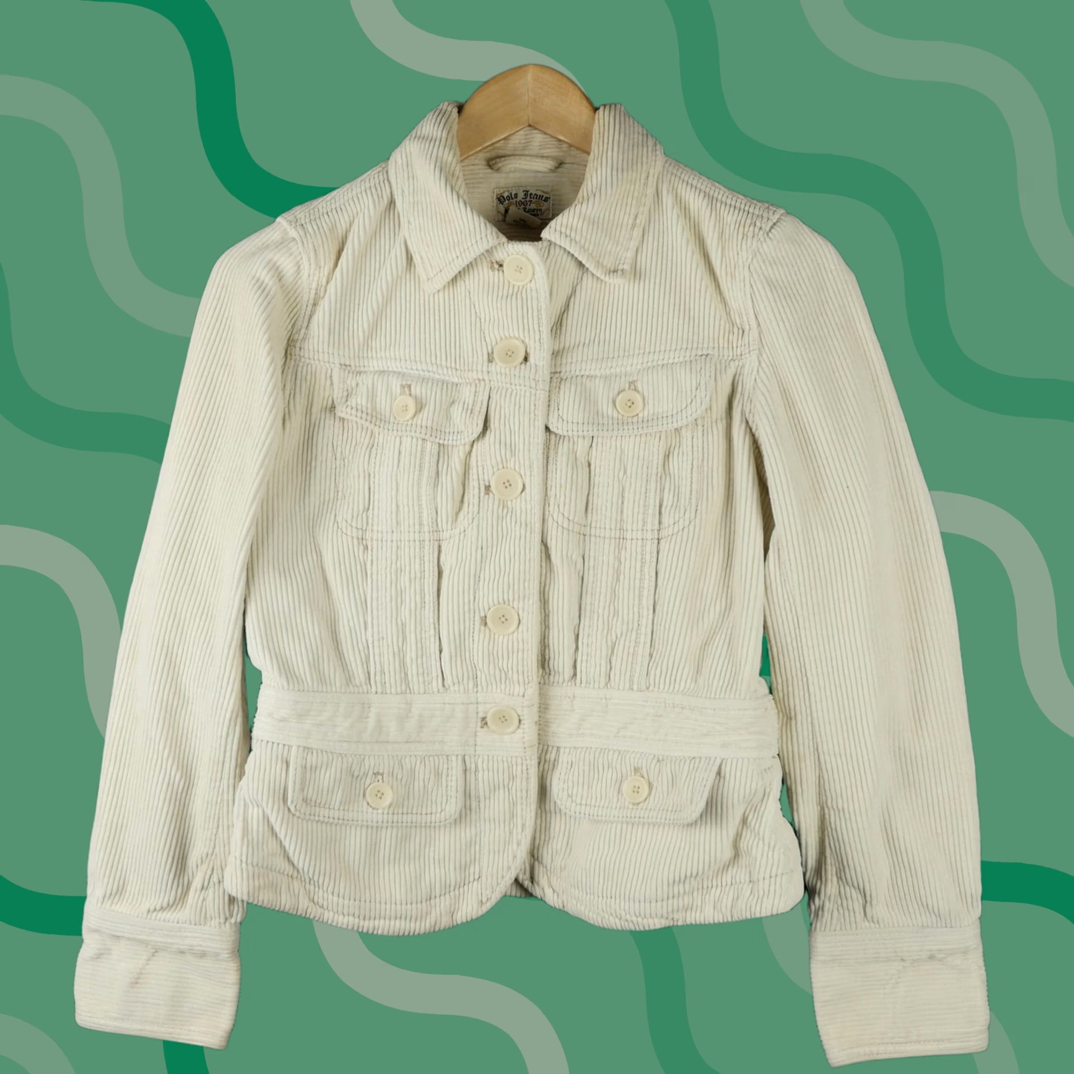 Polo Ralph Lauren Ralph Lauren Jacket Womens Small White Corduroy Button Front Pockets Polo Jeans Size 28" / US 6 / IT 42 - 1 Thumbnail