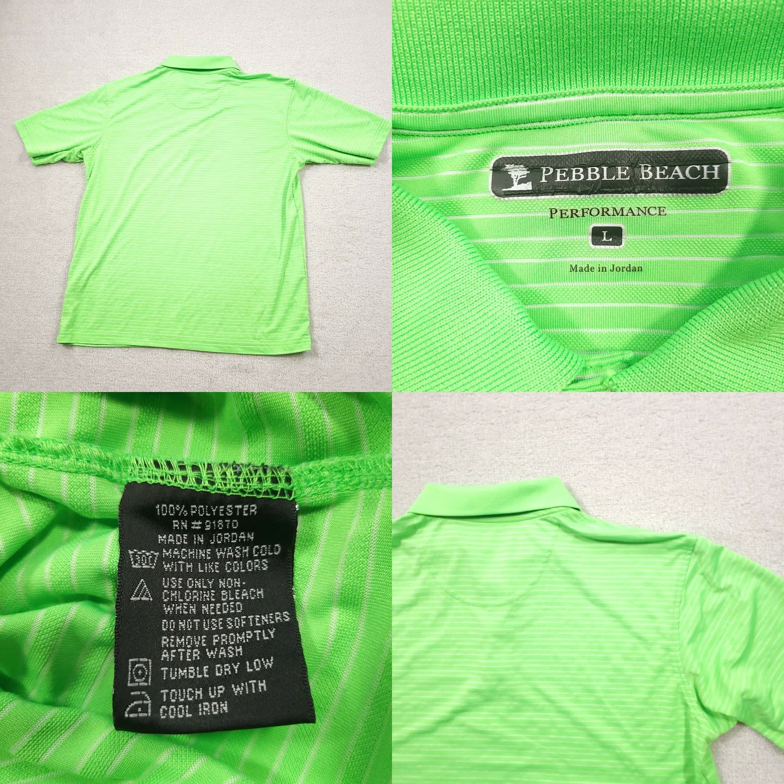 Vintage Pebble Beach Mens Polo Performance Golf Green Short Sleeve Stripe Size Large Size US L / EU 52-54 / 3 - 8 Thumbnail