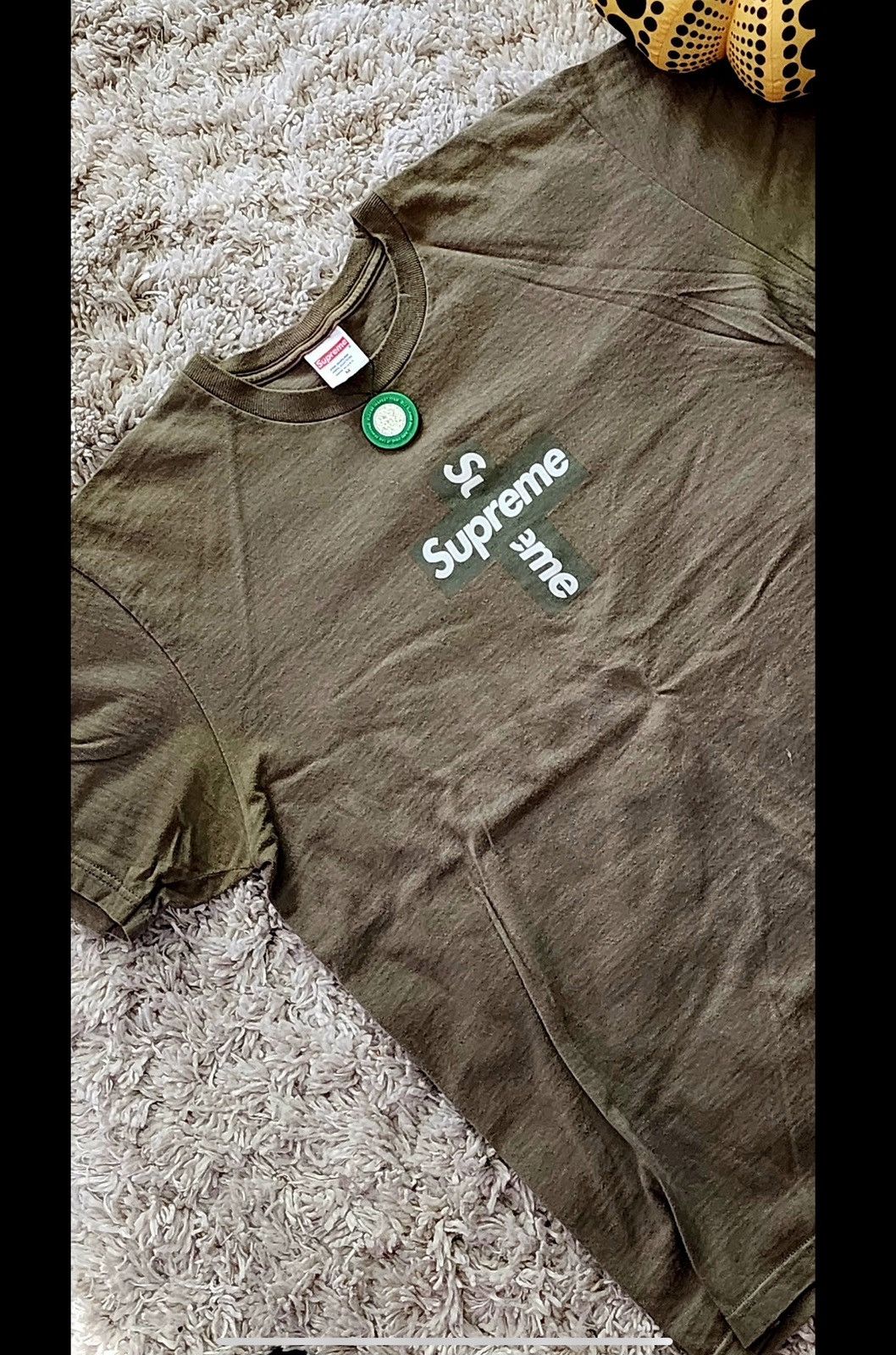 image of Supreme Cross Box-Logo T-Shirt in Olive, Men's (Size Medium)