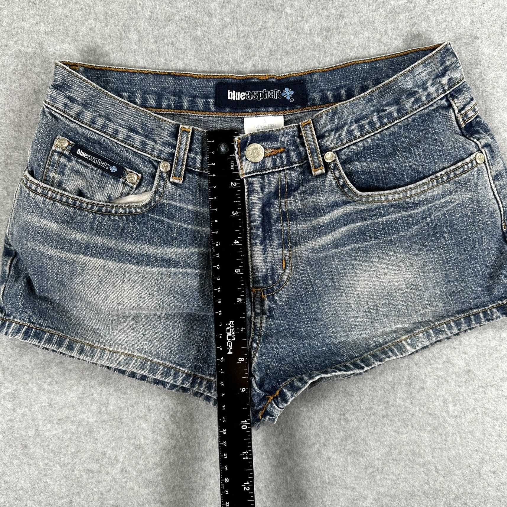 Denime Blue Asphalt Shorts Denim 5 Pocket Juniors Blue Distressed 5 Pocket Denim Hot Pants Casual Summer Womens/Mens Size 27" / US 4 / IT 40 - 6 Thumbnail