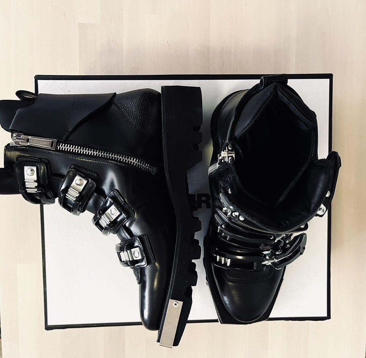 Dsquared2 Dsquared2 Black Leather Robot/ Military Style Boots Size US 11 / EU 44 - 5 Thumbnail