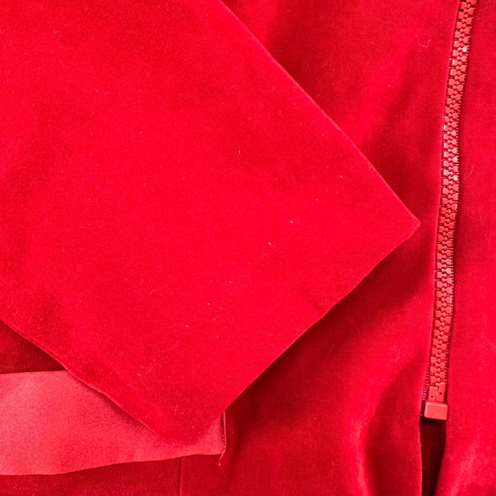 Velour VINTAGE Sheri Martin Jacket Womens 12 Red Cropped Boxy Full Zip Velour USA 90s Size XL / US 12-14 / IT 48-50 - 2 Thumbnail