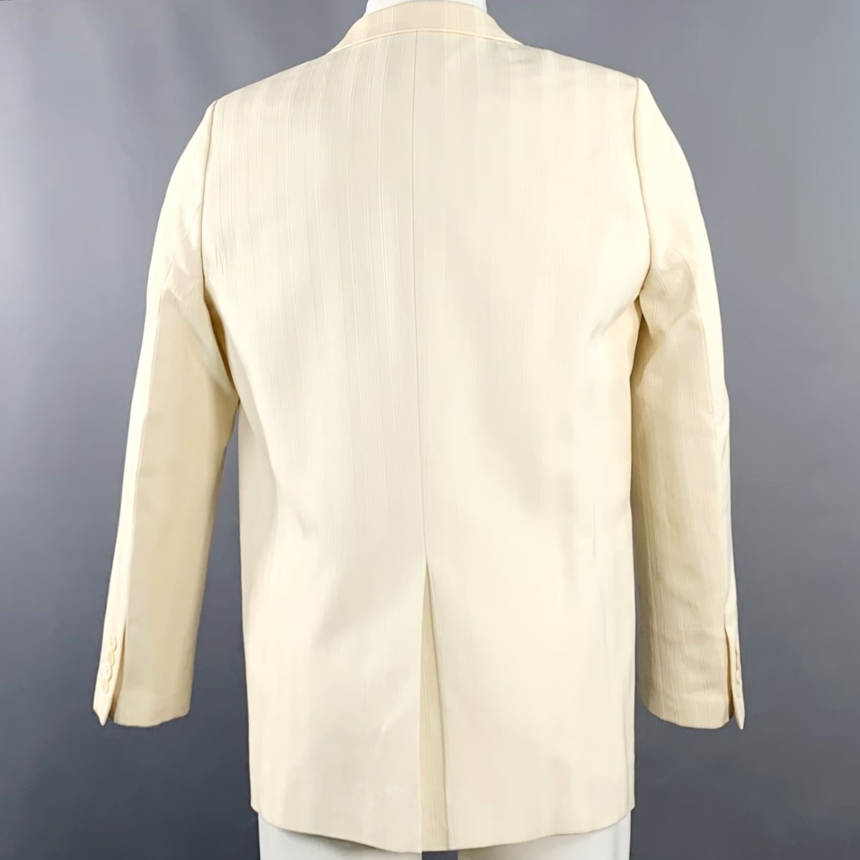 Yves Saint Laurent SAINT LAURENT Sport Coat Size 40 Regular Cream White Stripe Wool Peak Lapel Men Size US XXS / EU 40 - 5 Thumbnail