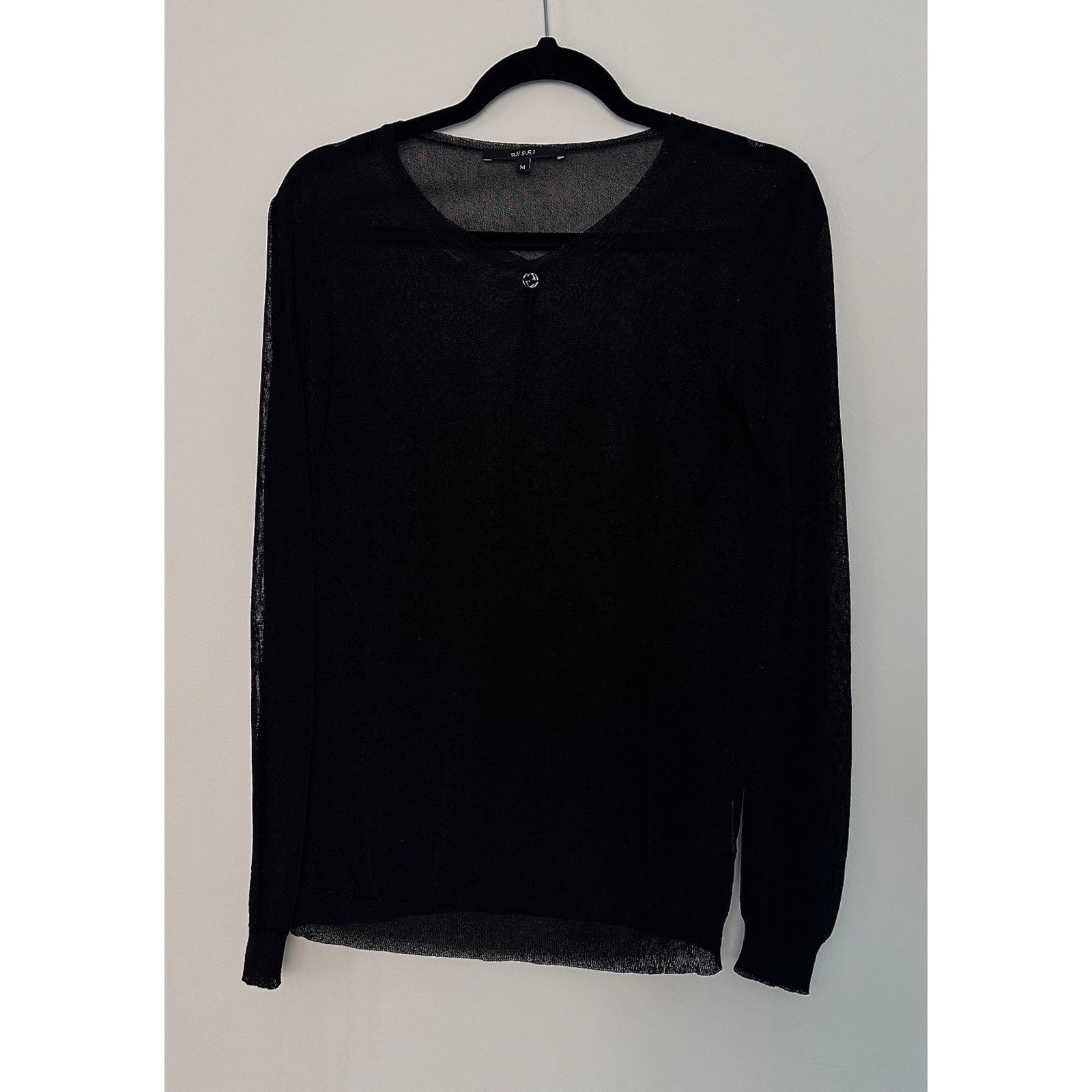 Gucci GUCCI Black Sheer Jersey Scoop Neck Long Sleeve Size M / US 6-8 / IT 42-44 - 1 Thumbnail