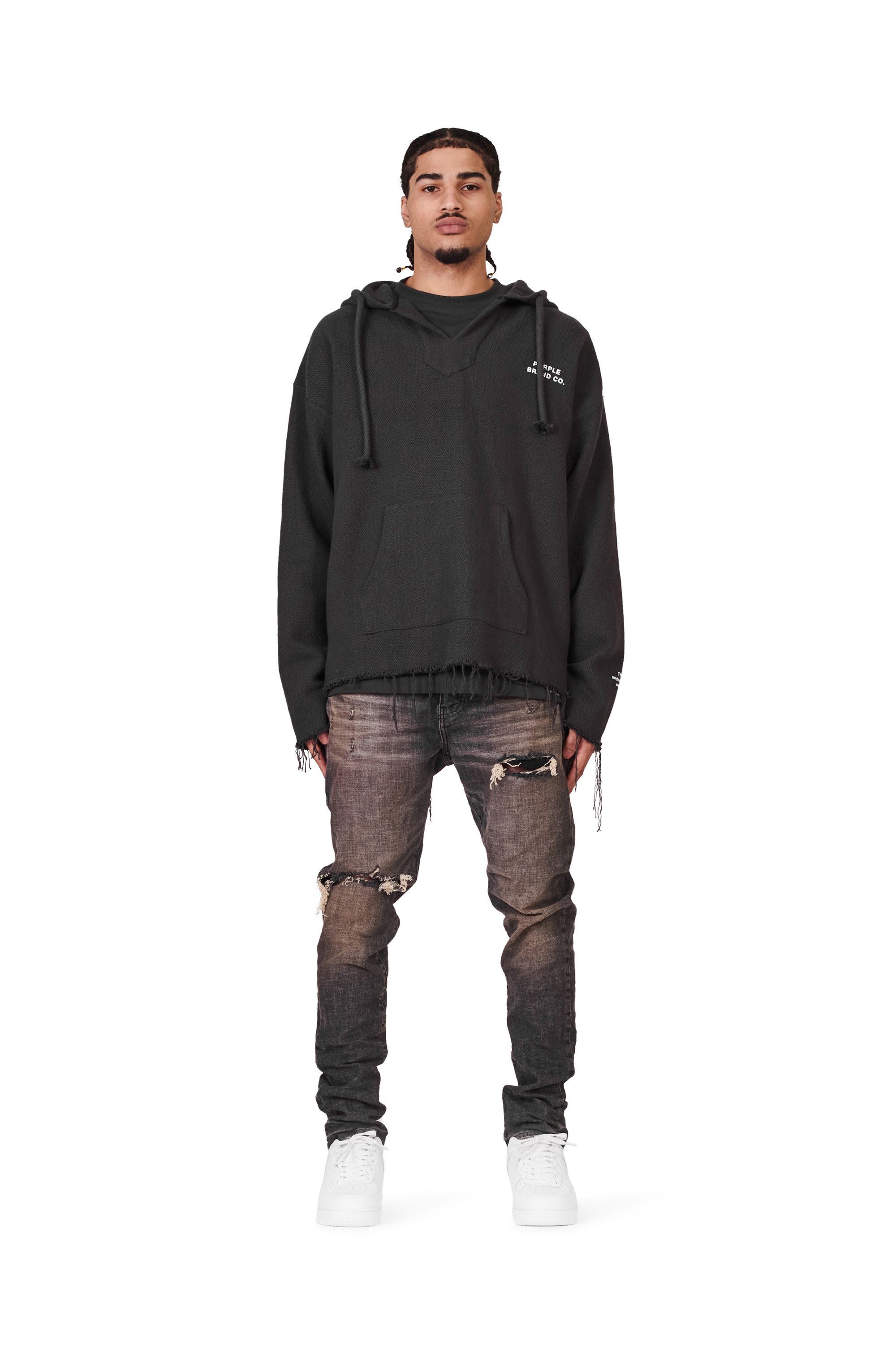 image of Black Cotton Black Stencil Hoody Size Xl, Men's