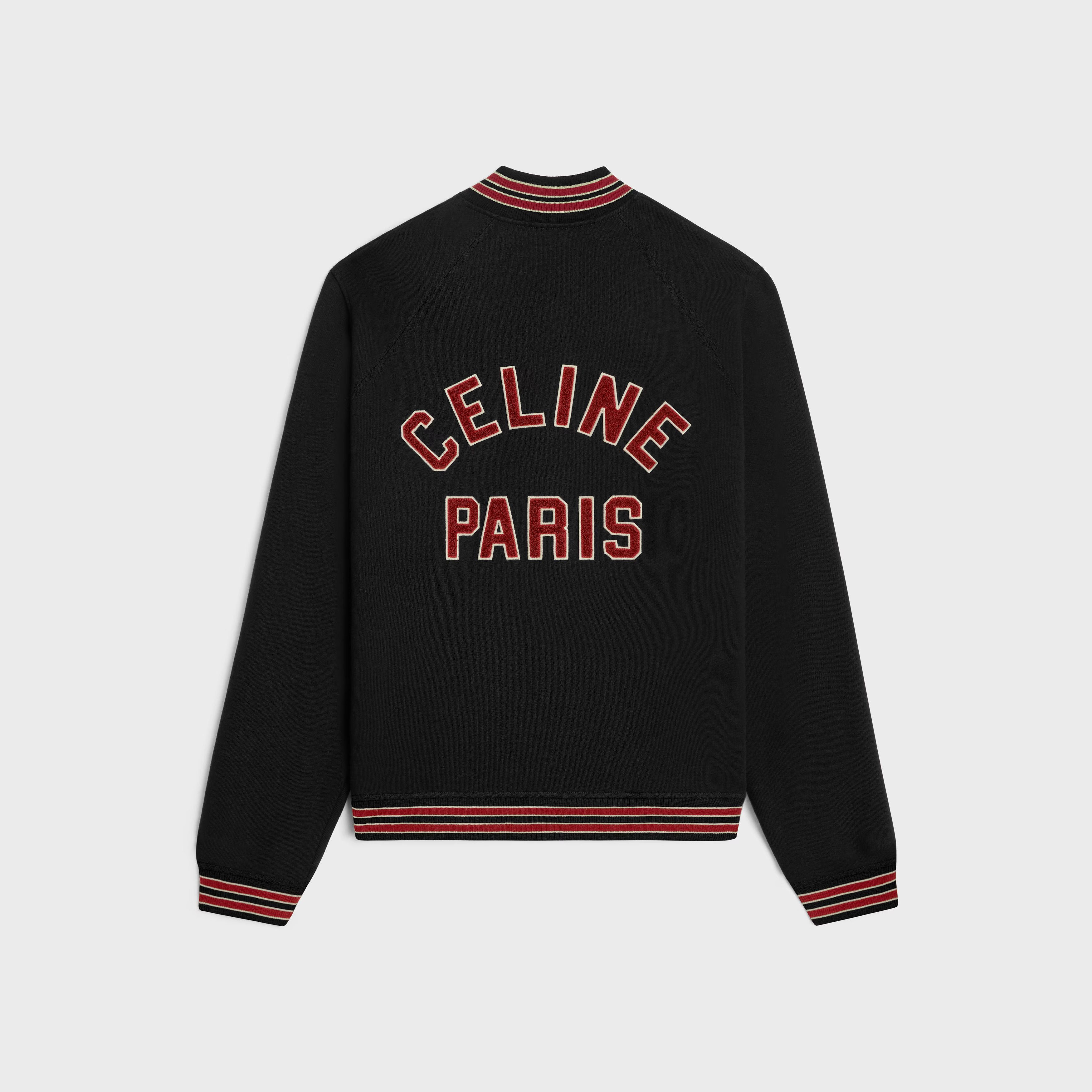 Celine o1bcso1str0925 2Y16D345F Paris Teddy Jacket Black/Red Grape Size US M / EU 48-50 / 2 - 2 Thumbnail