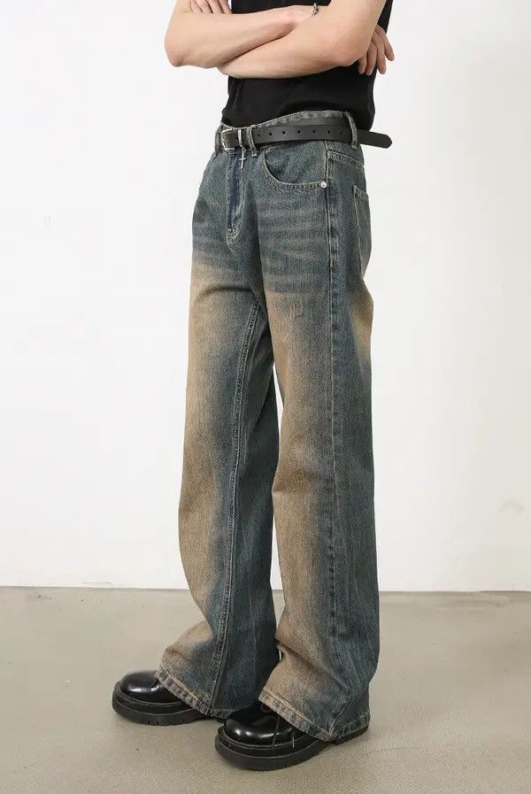 VIBE Hayama x ishi Men's washed distressed straight bootcut jeans Size US 32 / EU 48 - 6 Thumbnail