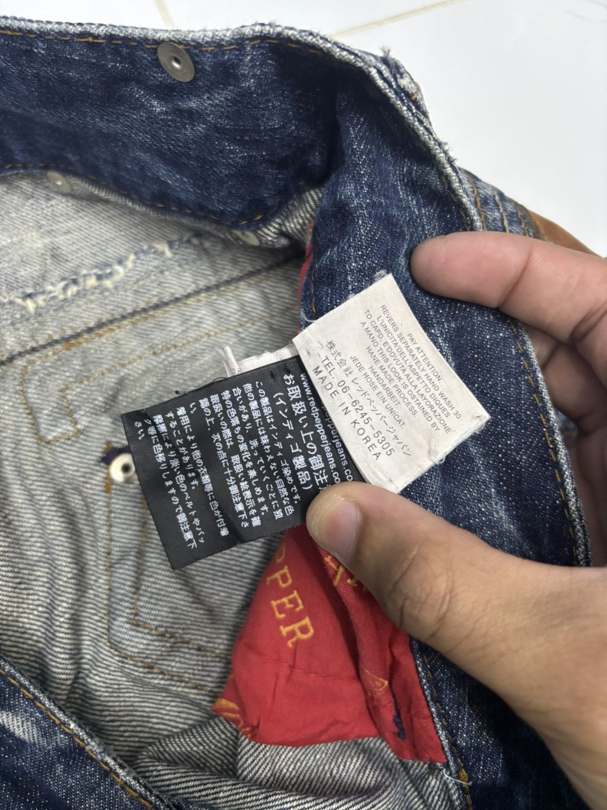 If Six Was Nine RED PEPPER FLARED JEANS DISTRESSED DENIM Size US 30 / EU 46 - 14 Thumbnail