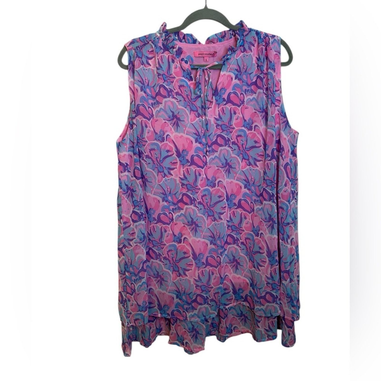 Other Simply Southern Sleeveless Floral Ruffle Mini Dress Size L / US 10 / IT 46 - 1 Thumbnail