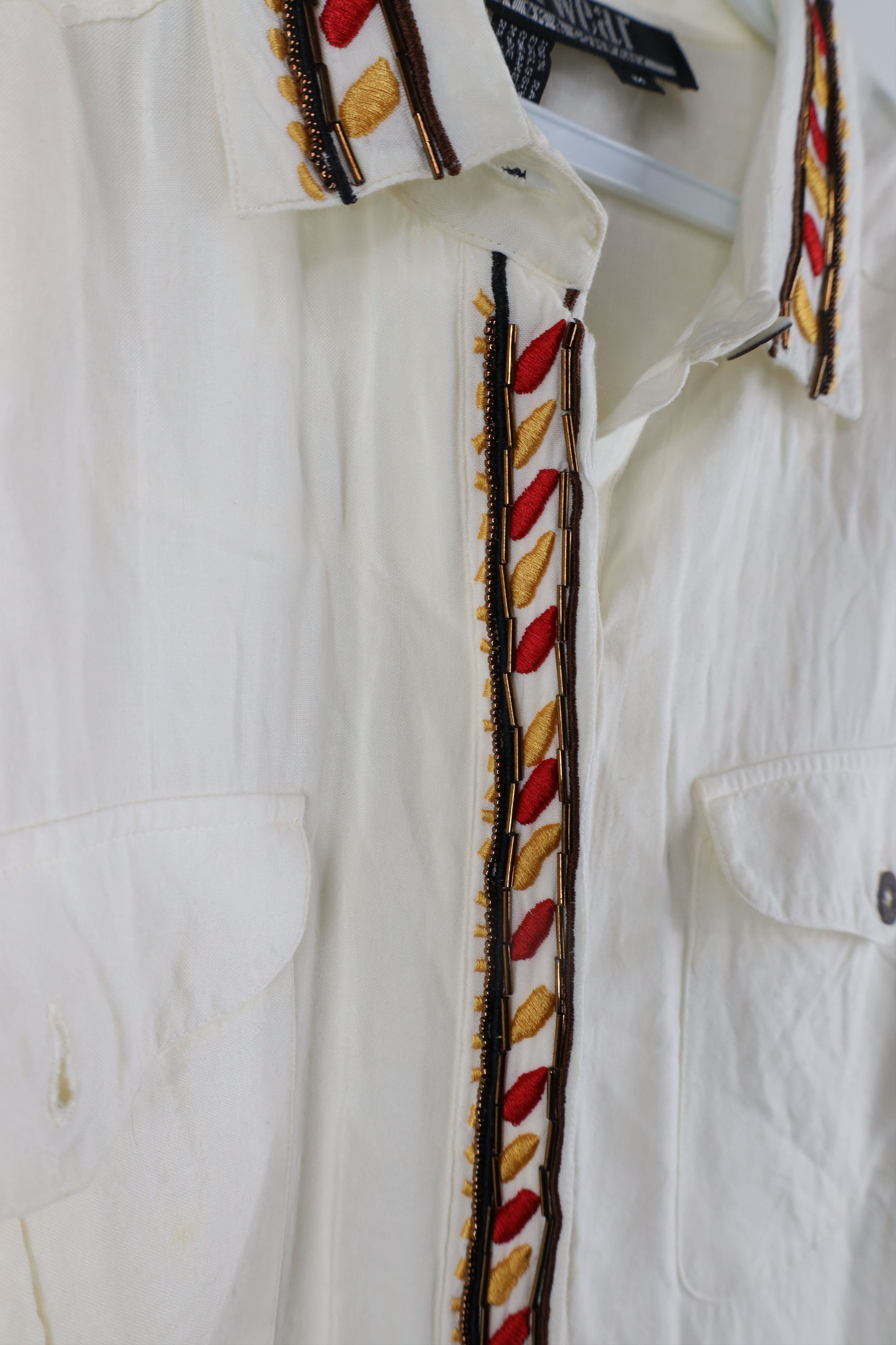 Vintage Vintage 90s Streetwear Beaded Military Style Button Shirt Size M / US 6-8 / IT 42-44 - 6 Thumbnail