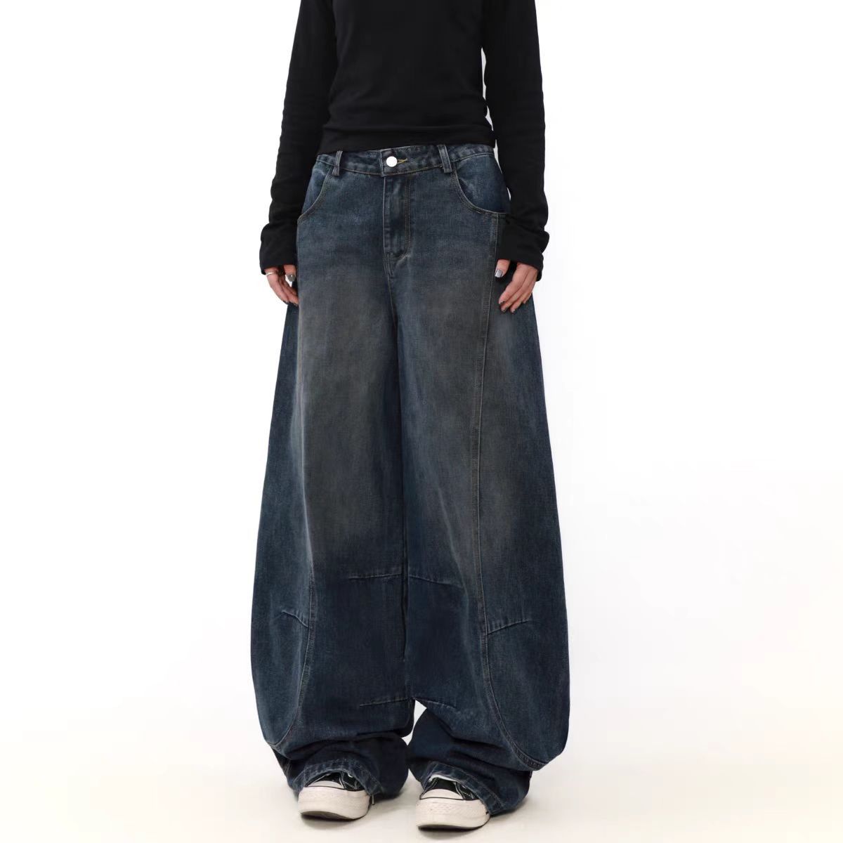 Japanese Brand High Street Washed Machete Loose Wide Leg Jeans Size US 34 / EU 50 - 4 Thumbnail