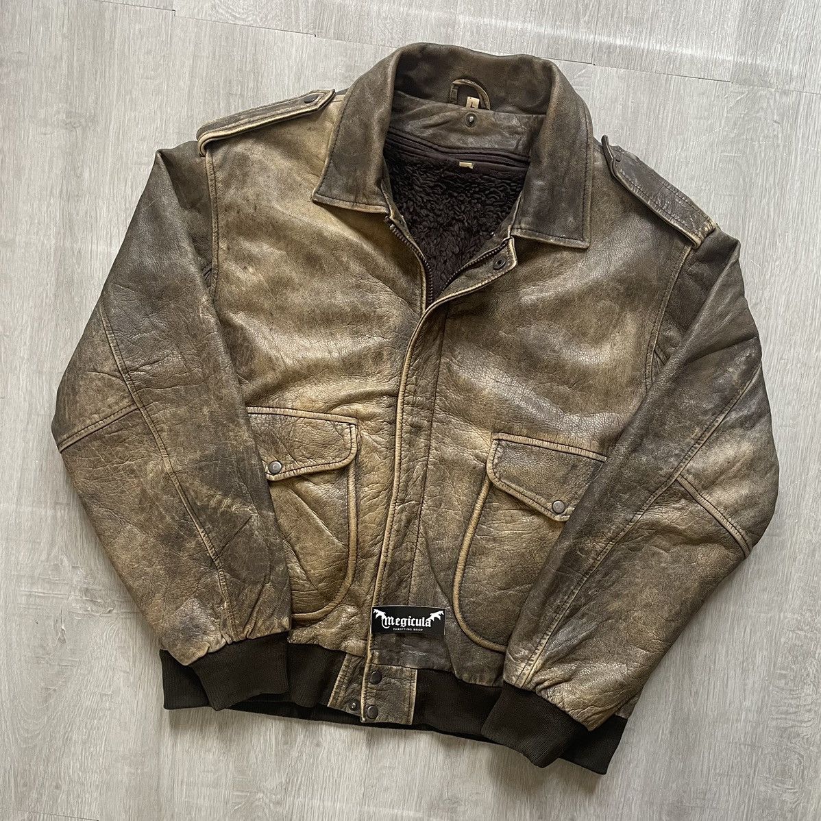 Other Unbrand Vintage Patina Pilot Flight Genuine Leather Jacket Size US XL / EU 56 / 4 - 4 Thumbnail