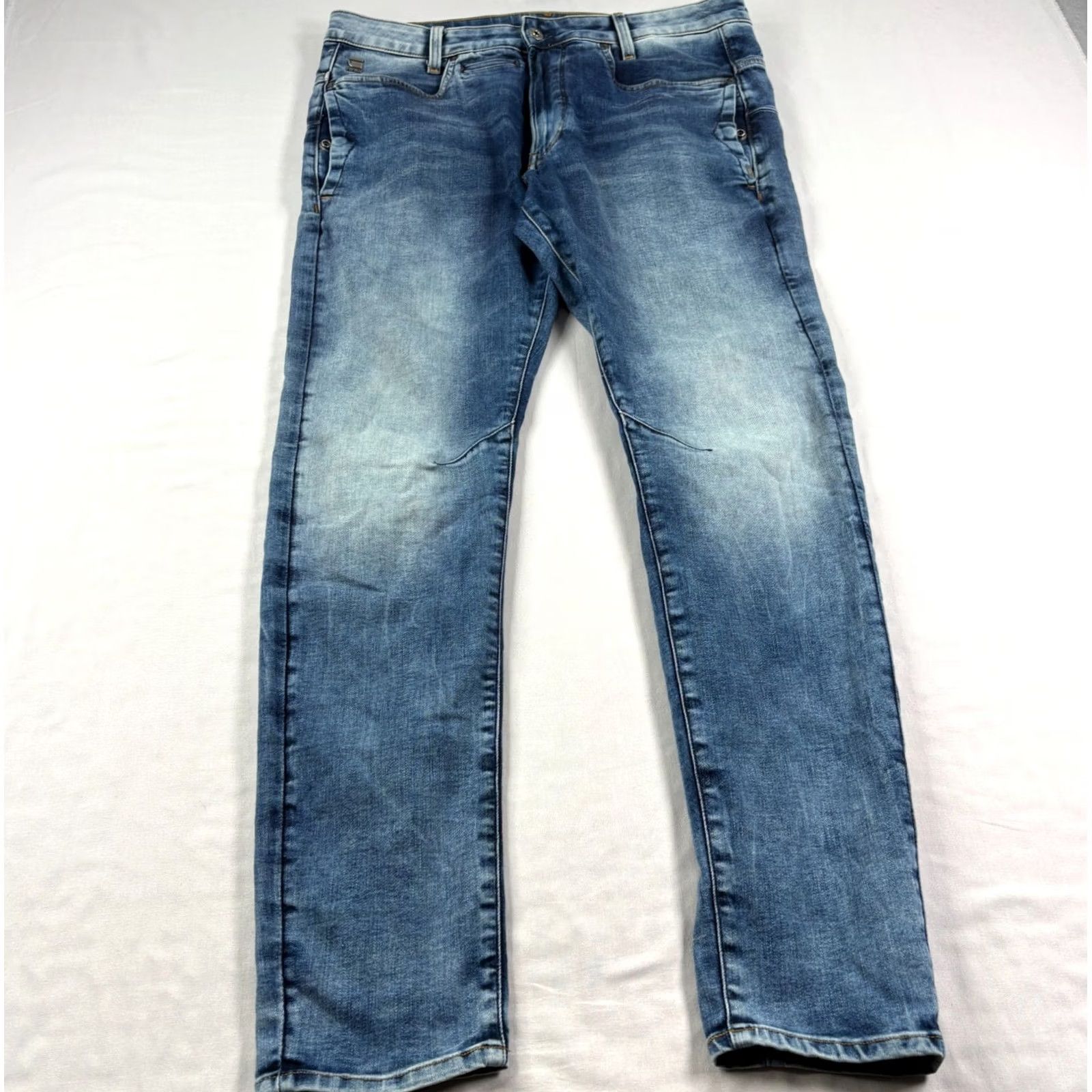 Vintage G Star Raw Jeans Slim Tapered 32x34 Blue D Staq 3D Stretch Mens Regular Denim Cotton Zip Pattern Solid Inseam 32in with Logo Size US 32 / EU 48 - 2 Thumbnail