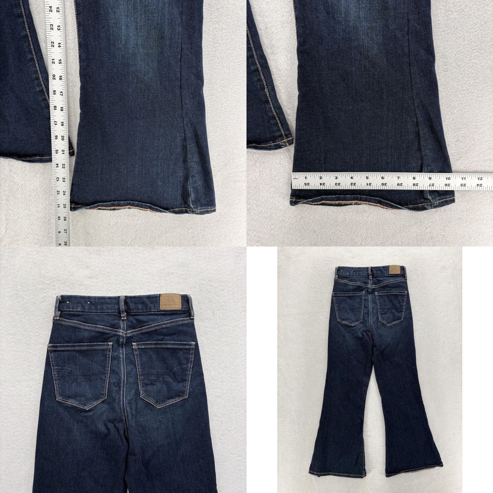 American Eagle Outfitters American Eagle Curvy Highest Rise Flare Jeans Womens 4 Blue Dark Wash XS-Short 5-Pocket Denim N/A Menus Ladies Size 27" / US 4 / IT 40 - 8 Thumbnail