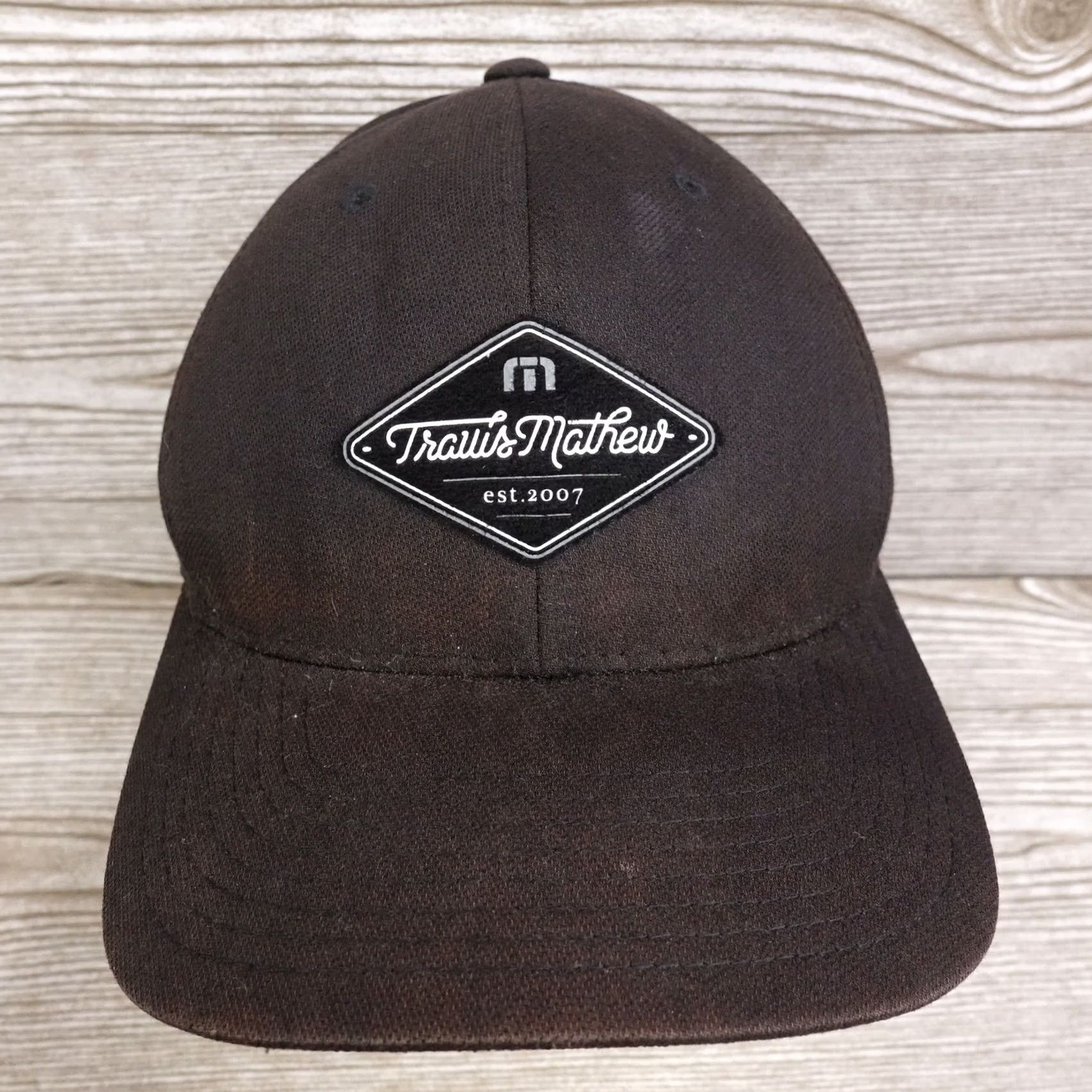 TravisMathew TRAVIS MATHEW BLACK ADJUSTABLE CURVE SNAPBACK BASEBALL HAT CAP STAINED UNISEX ADULT ONE SIZE CAP BLACK CAP Size ONE SIZE - 2 Thumbnail