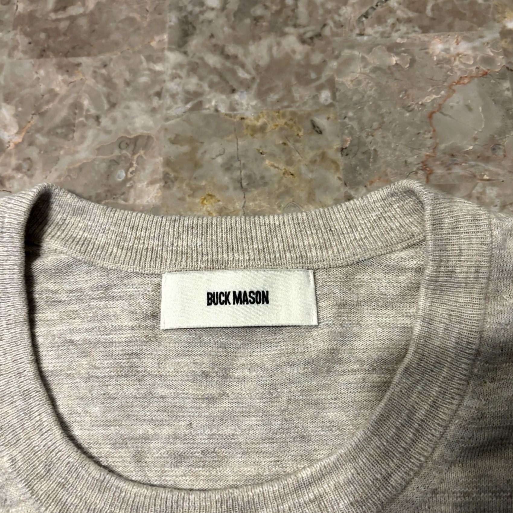 Buck Mason T-Shirt Mens Large Beige Tan Avalon Knit Classic Cotton Casual, Men's — image 4 of 6