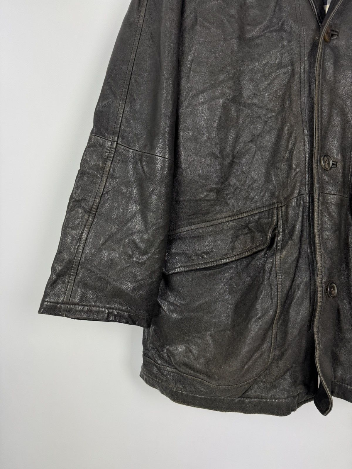 Burberry Vintage Distressed Burberry London Leather Coat Brown Jacket Size US L / EU 52-54 / 3 - 9 Thumbnail