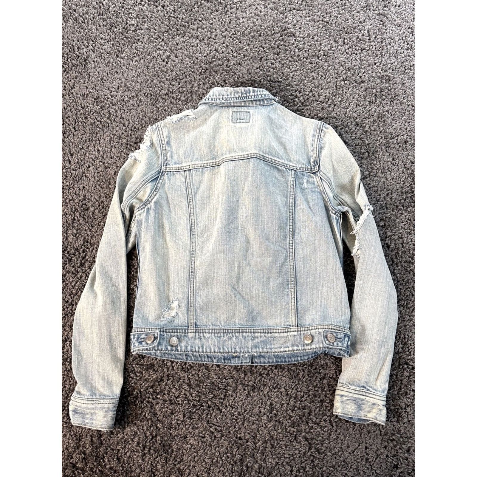 Vintage Vintage American Eagle Denim Jacket Women Medium Blue Light Wash Distressed Y2K - Pre-Owned Size M / US 6-8 / IT 42-44 - 5 Thumbnail