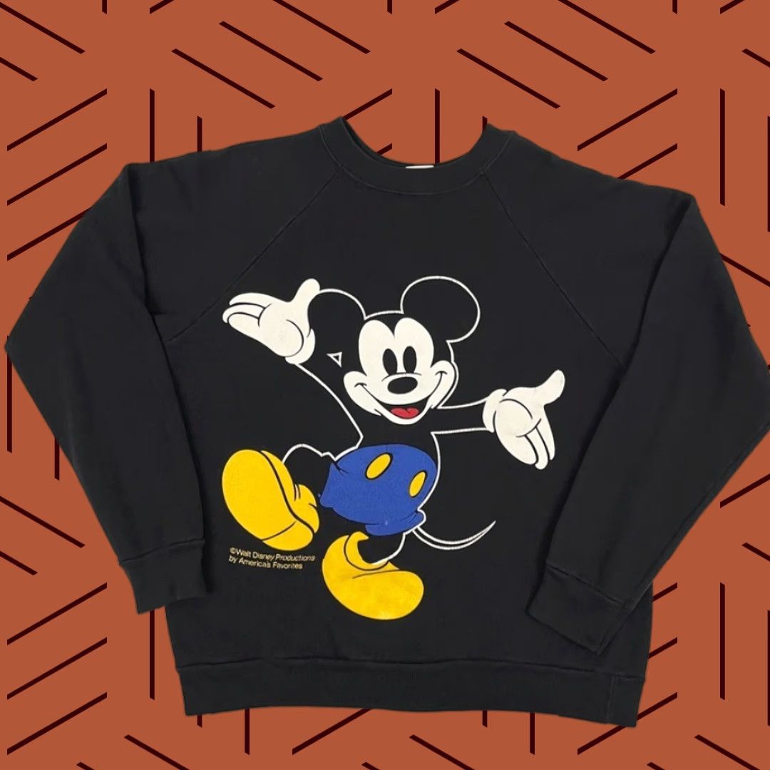 Disney VTG Mickey Mouse Sweatshirt Adult Womens L Black Disney Crew Pullover USA Size L / US 10 / IT 46 - 1 Thumbnail