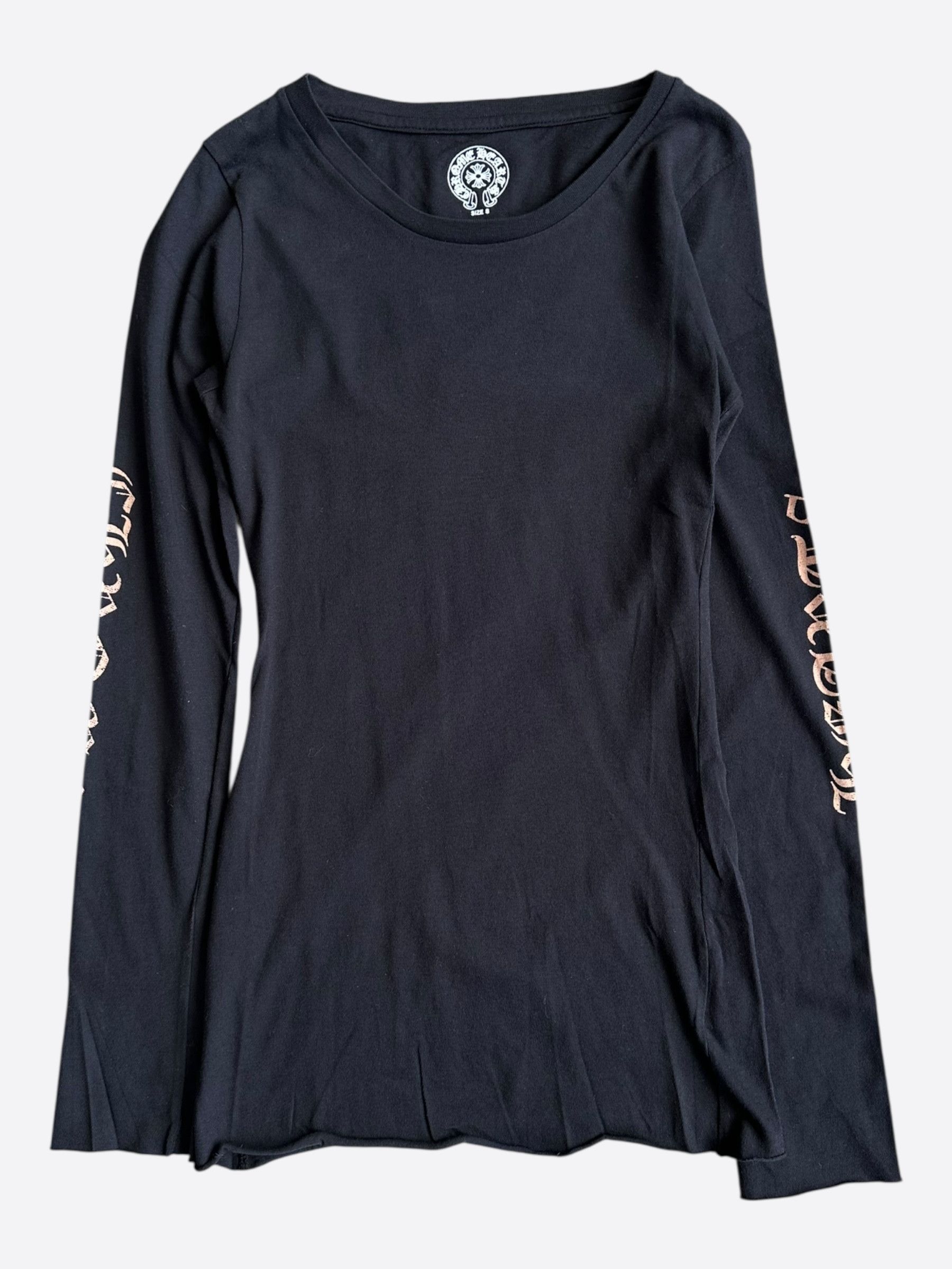 Chrome Hearts Black & Bronze Scroll Logo Women's Longsleeve T-Shirt Size S / US 4 / IT 40 - 1 Thumbnail
