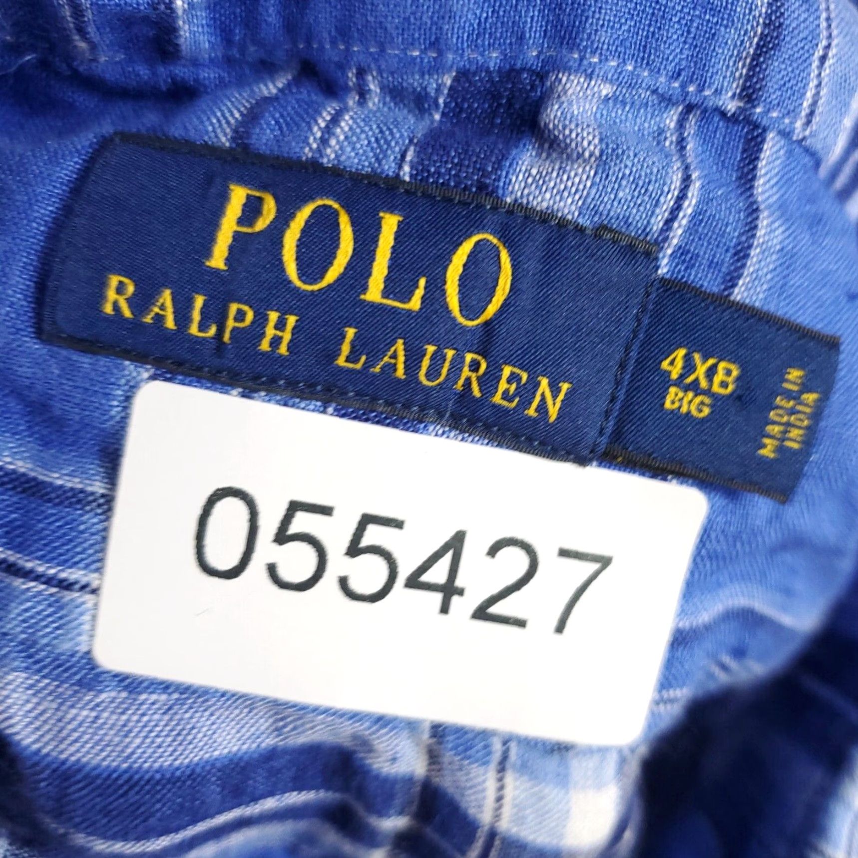 Ralph Lauren Ralph Lauren Shirt Mens Big 4X Blue Plaid Linen Button-Up Long Sleeve Col​lar Shirt Size US XXL / EU 58 / 5 - 7 Thumbnail