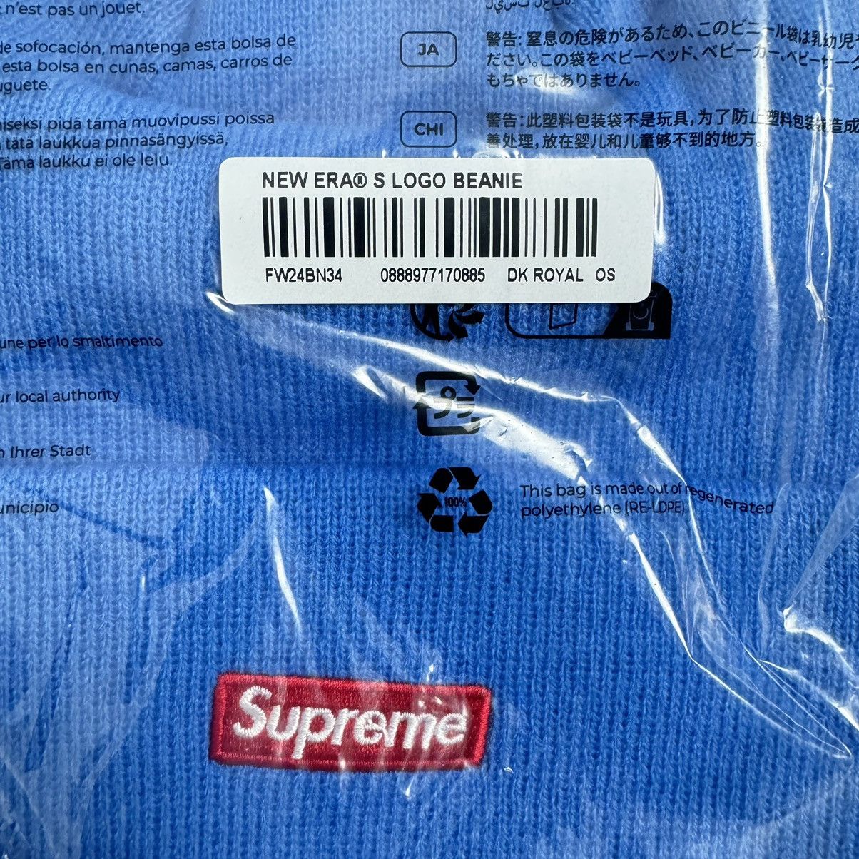 Hypebeast Supreme New Era S Logo Beanie Dark Royal Blue FW24 DS Size ONE SIZE - 5 Thumbnail