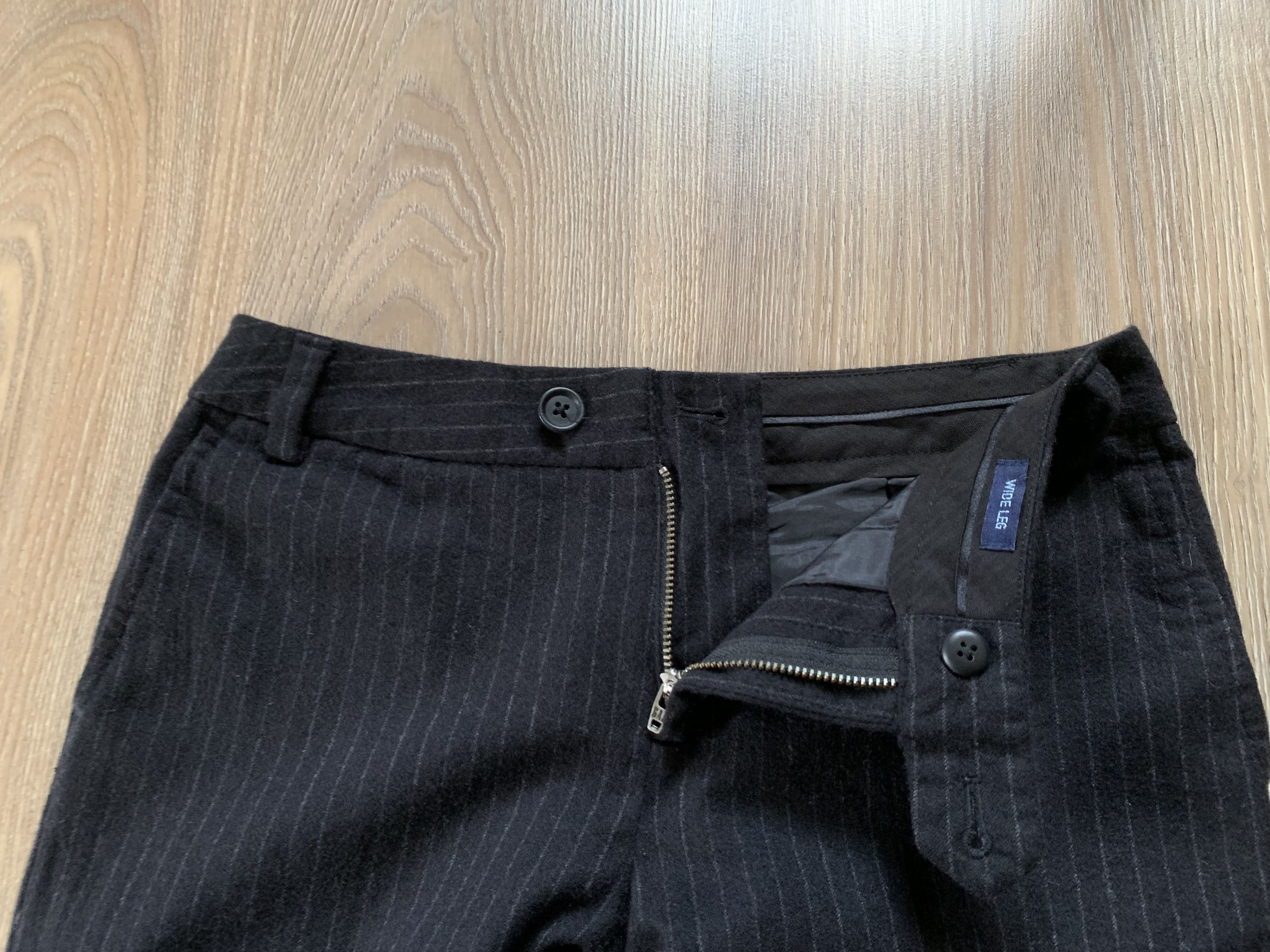 Gap Gap Wide Leg Black Pinstripe Wool Blend Trousers Pants Size 26" / US 2 / IT 38 - 5 Thumbnail