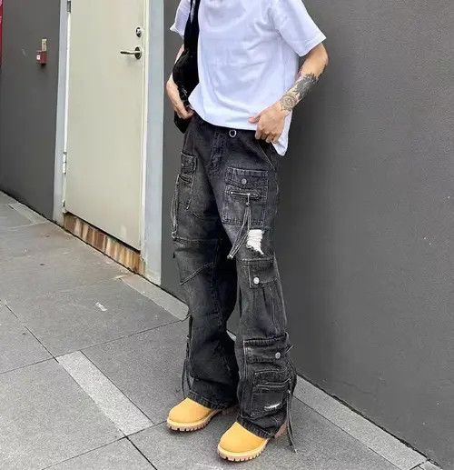 VIBE Vintage street hip-hop punk washed workwear ripped jeans Size US 28 / EU 44 - 2 Thumbnail