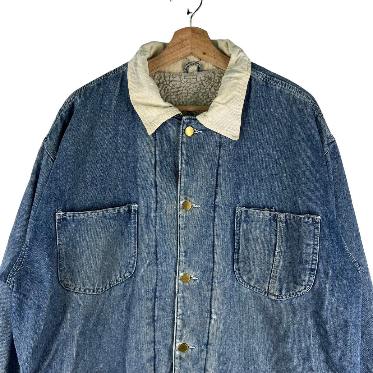 45rpm 🔥VINTAGE CHORE DENIM JACKET DOUBLE POCKET SHEARLING BLANKET Size US L / EU 52-54 / 3 - 2 Thumbnail