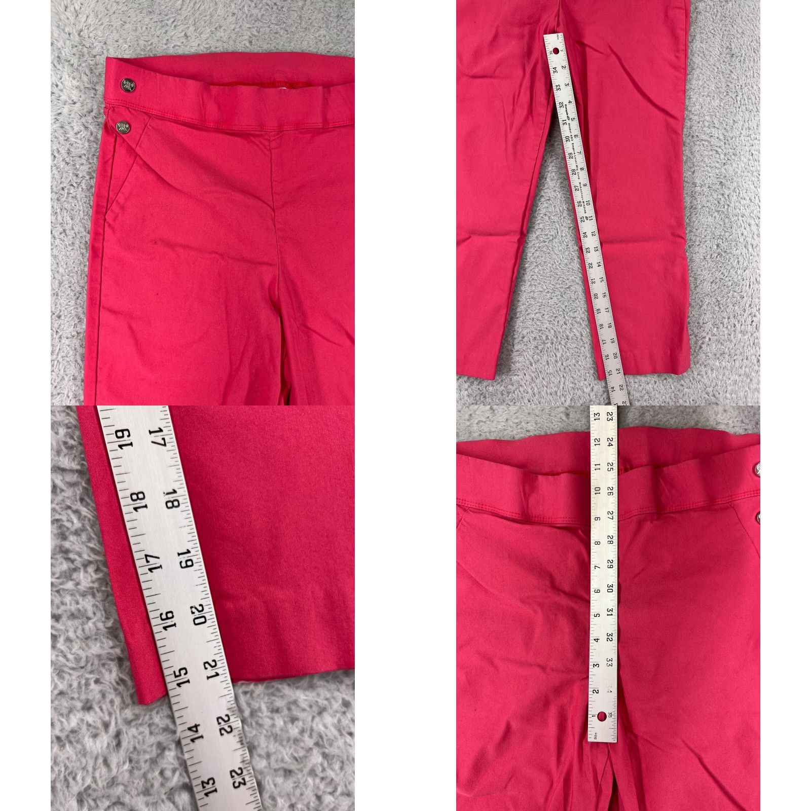 Vintage Rafaella Pants Women 12 Pink Straight Leg Chino Viscose Blend Stretch Twill Size 34" / US 12 / IT 48 - 8 Thumbnail